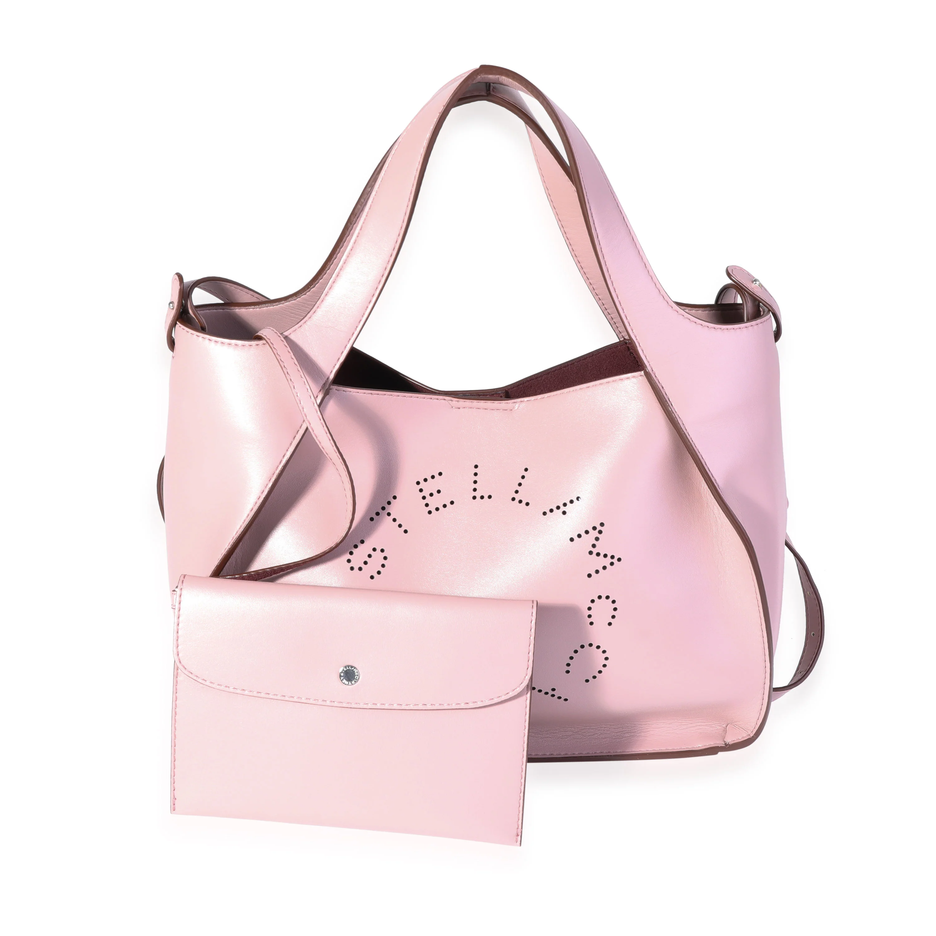 Stella McCartney Mauve Vegan Leather Perforated Logo Tote