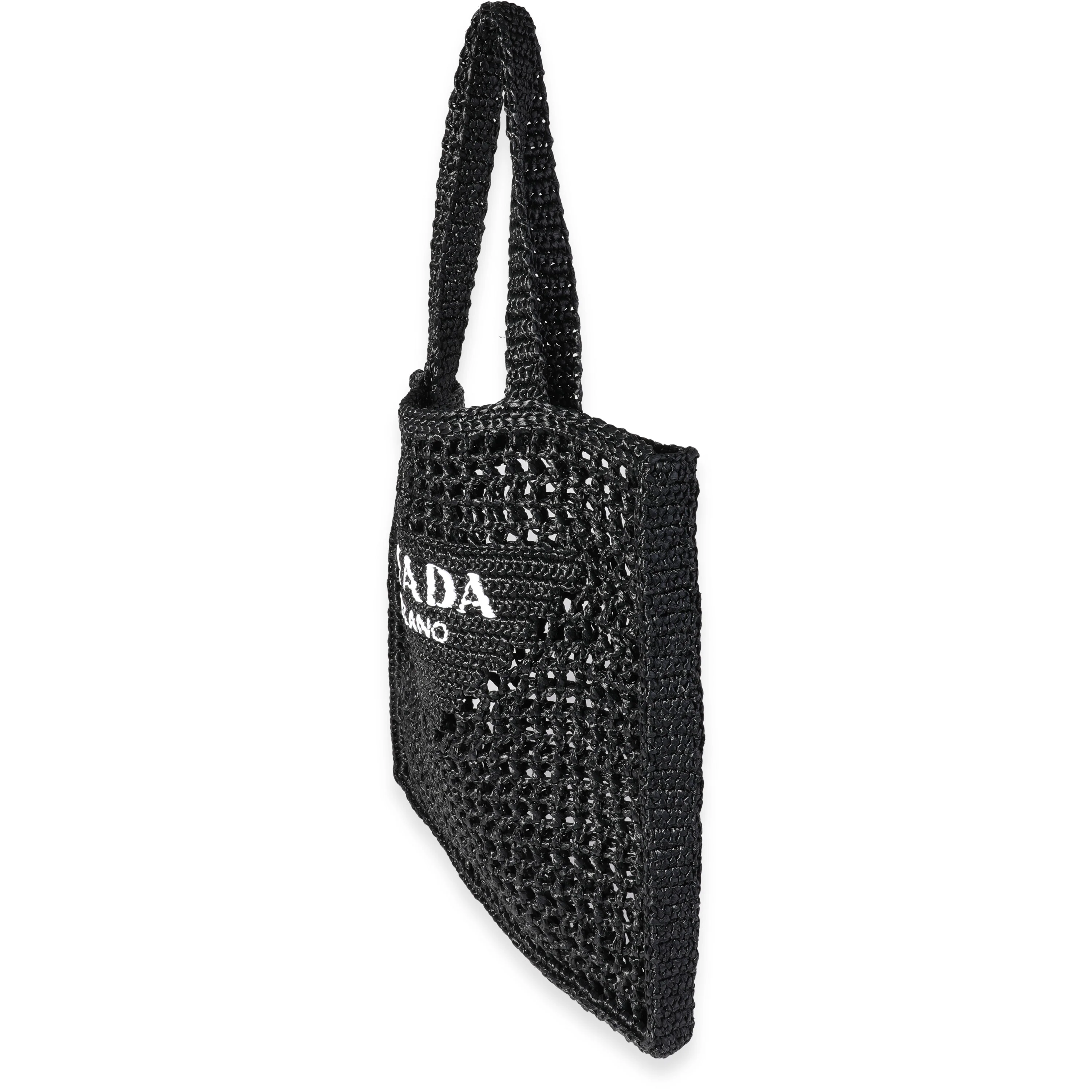 Prada Black & White Logo Raffia Tote - Image 2