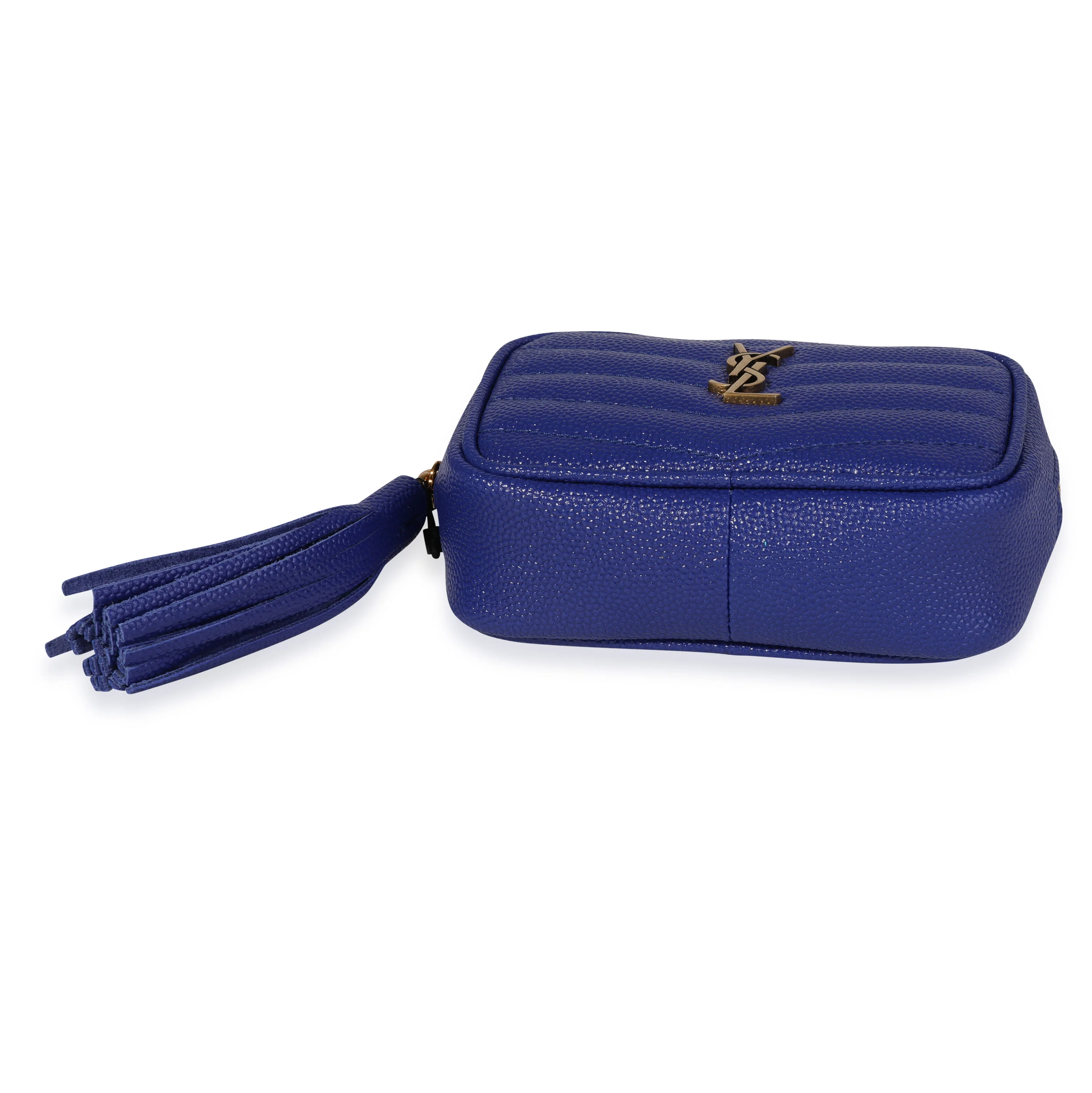 Saint Laurent Bleu Saphir Grain De Poudre Matelassé Lou Baby Bag - Image 4