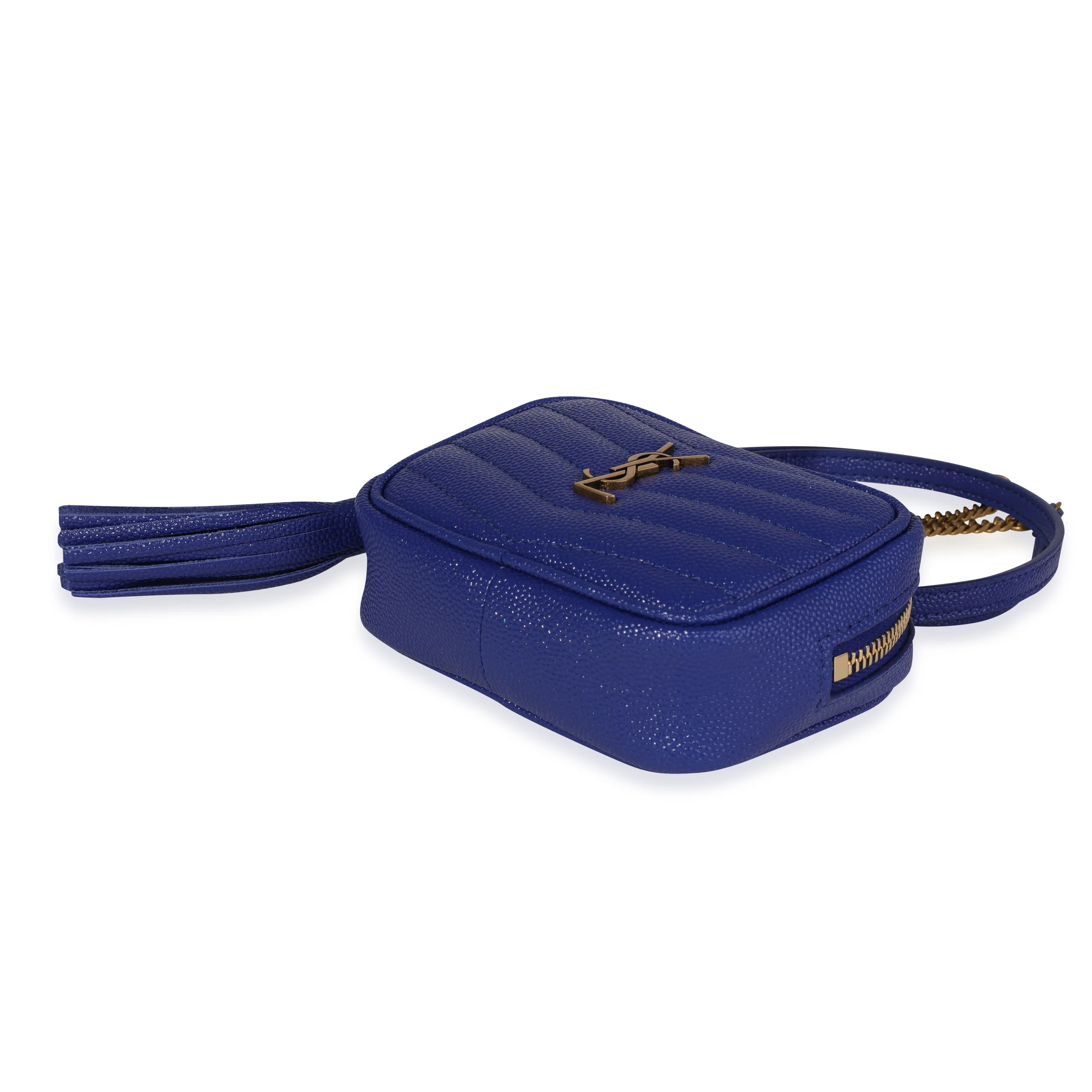 Saint Laurent Bleu Saphir Grain De Poudre Matelassé Lou Baby Bag - Image 5