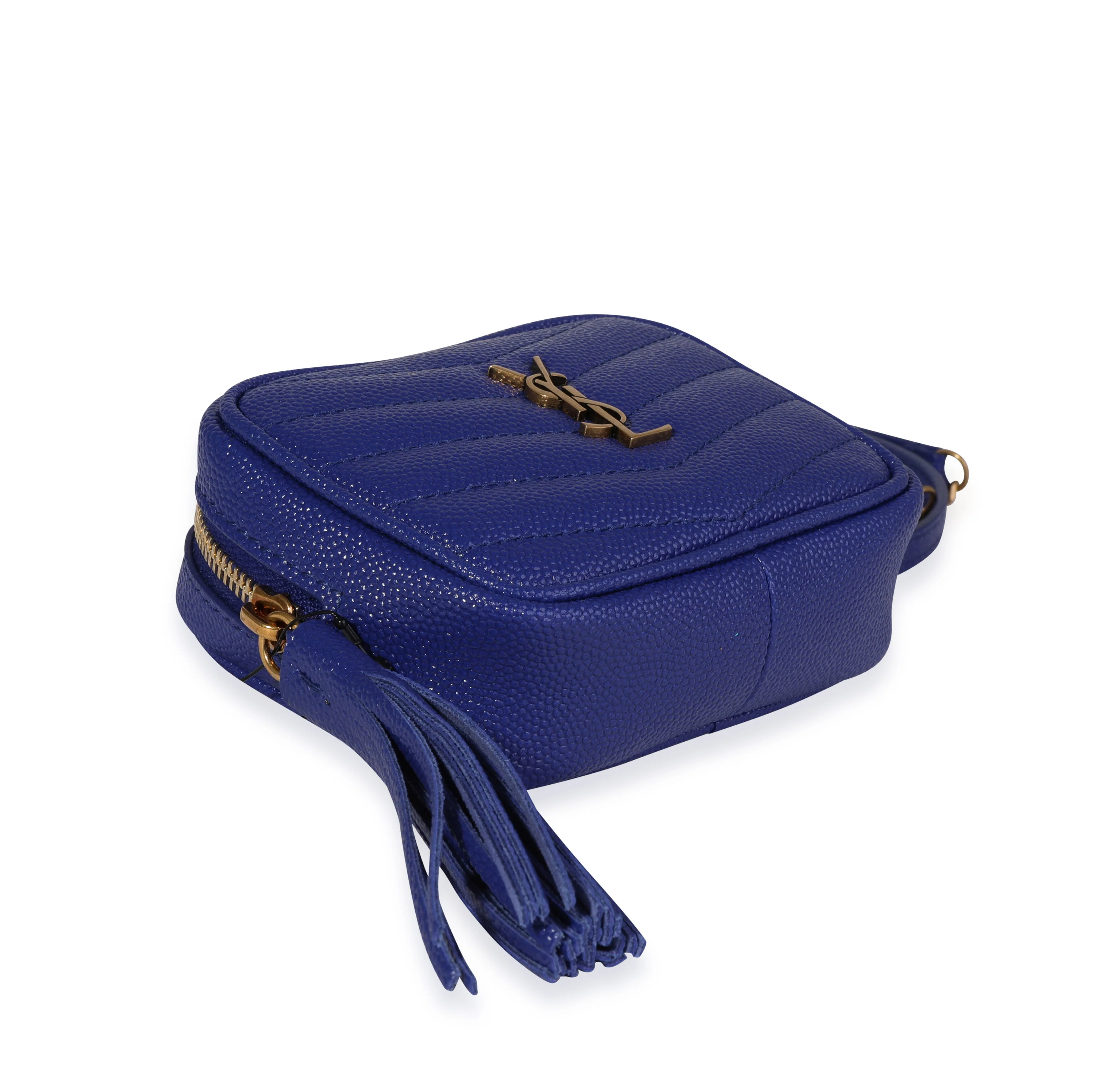 Saint Laurent Bleu Saphir Grain De Poudre Matelassé Lou Baby Bag - Image 6