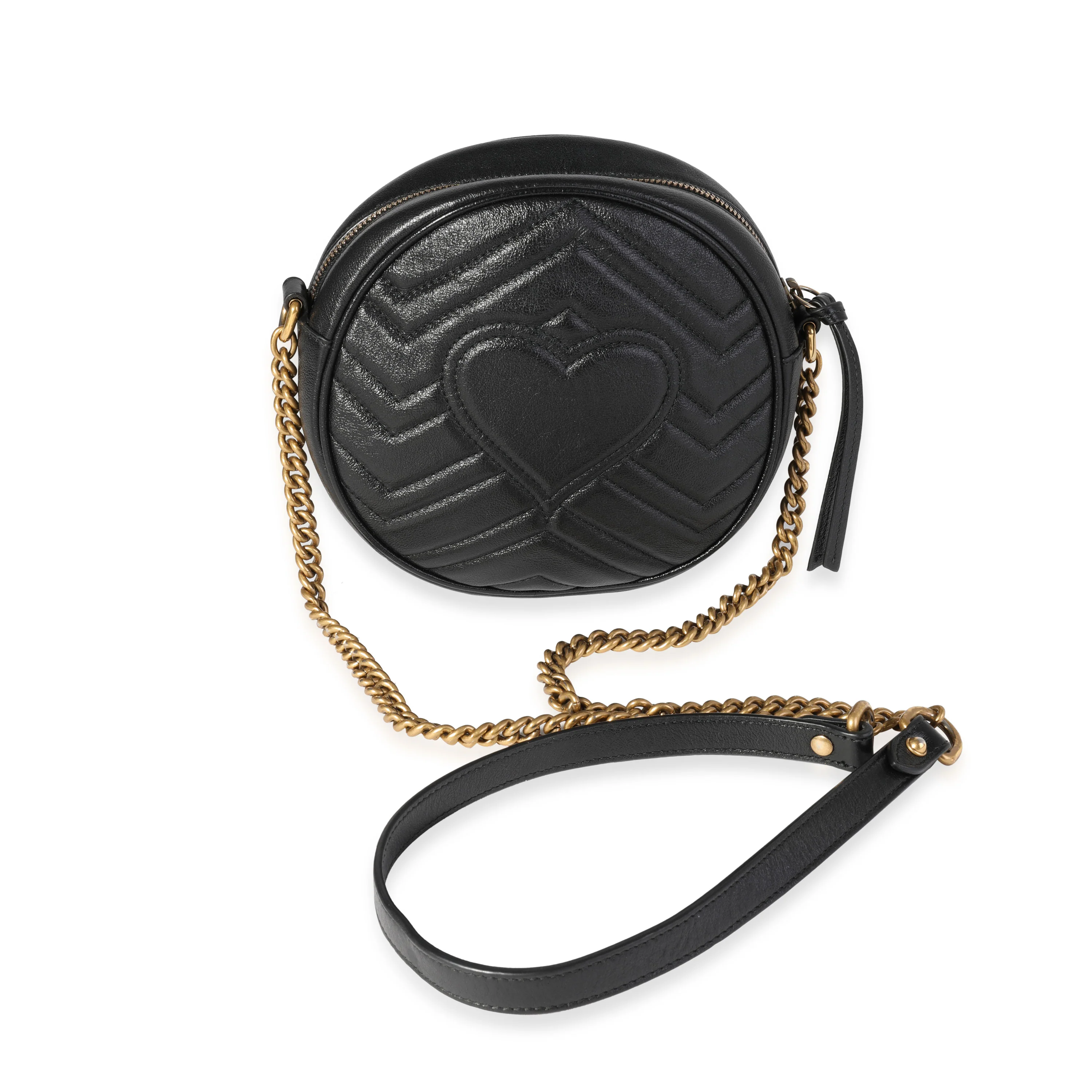 Gucci Black Matelassé GG Marmont Mini Round Shoulder Bag - Image 3