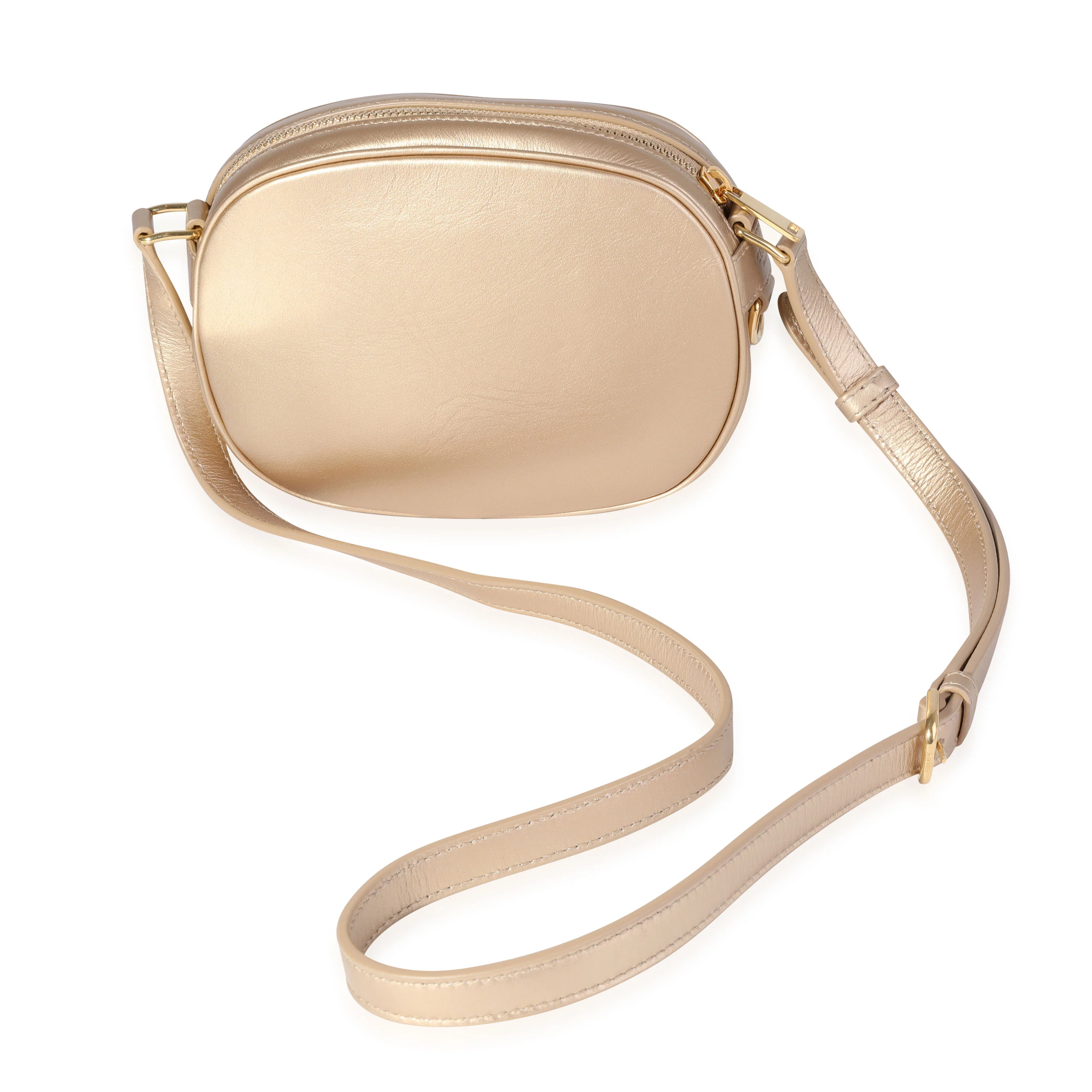 Celine Gold Quilted Leather Small C Charm Camera Bag - Image 3