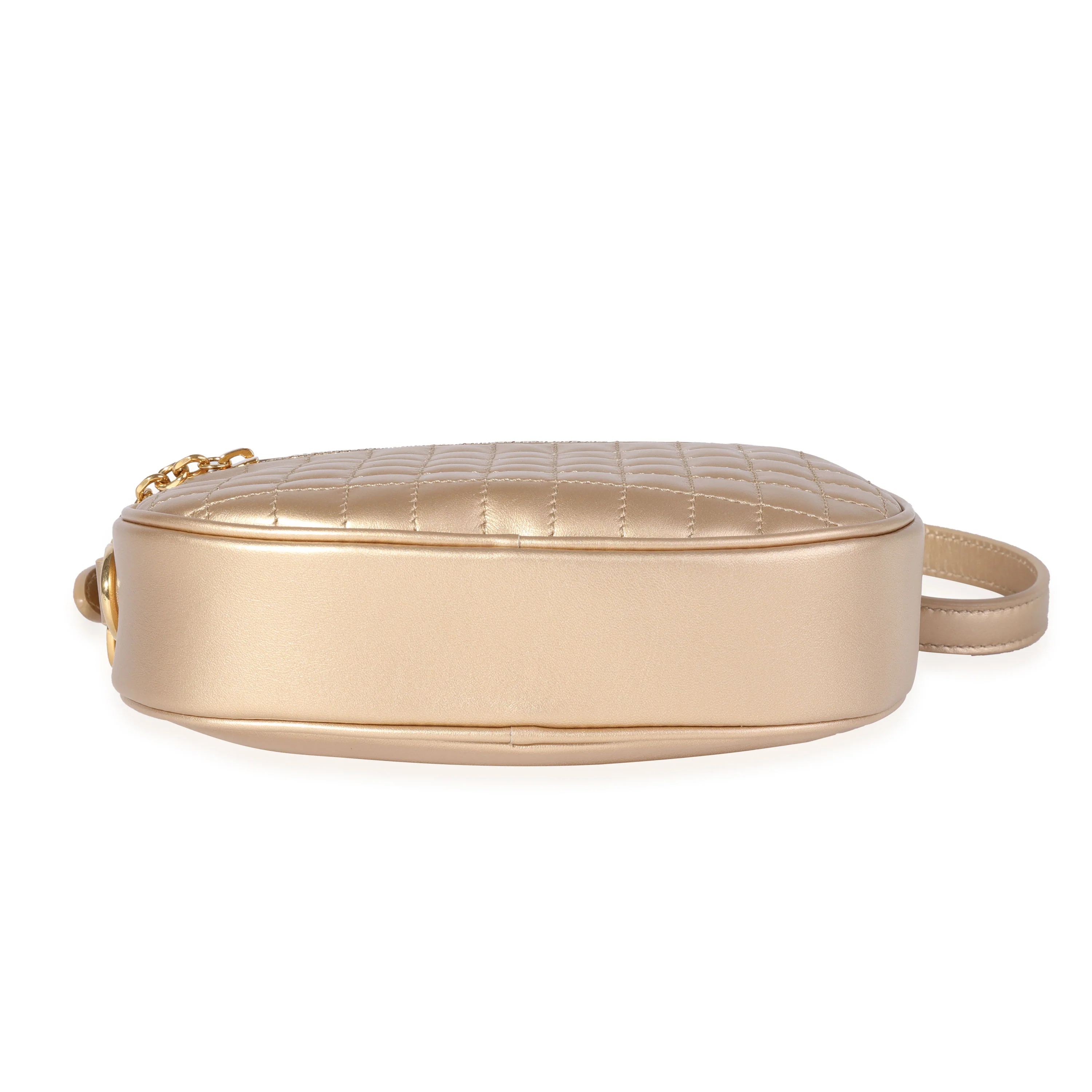Celine Gold Quilted Leather Small C Charm Camera Bag - Image 5