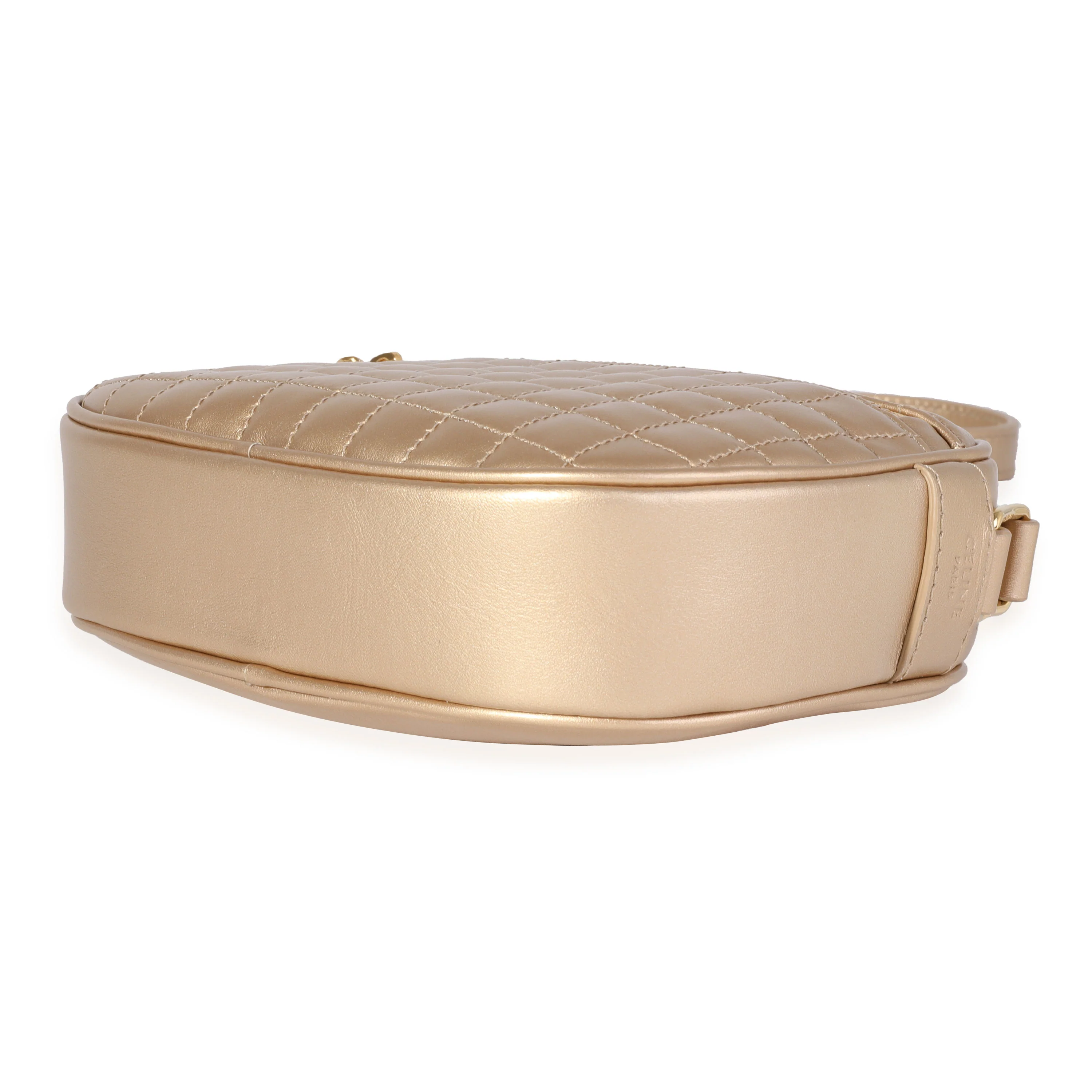 Celine Gold Quilted Leather Small C Charm Camera Bag - Image 7