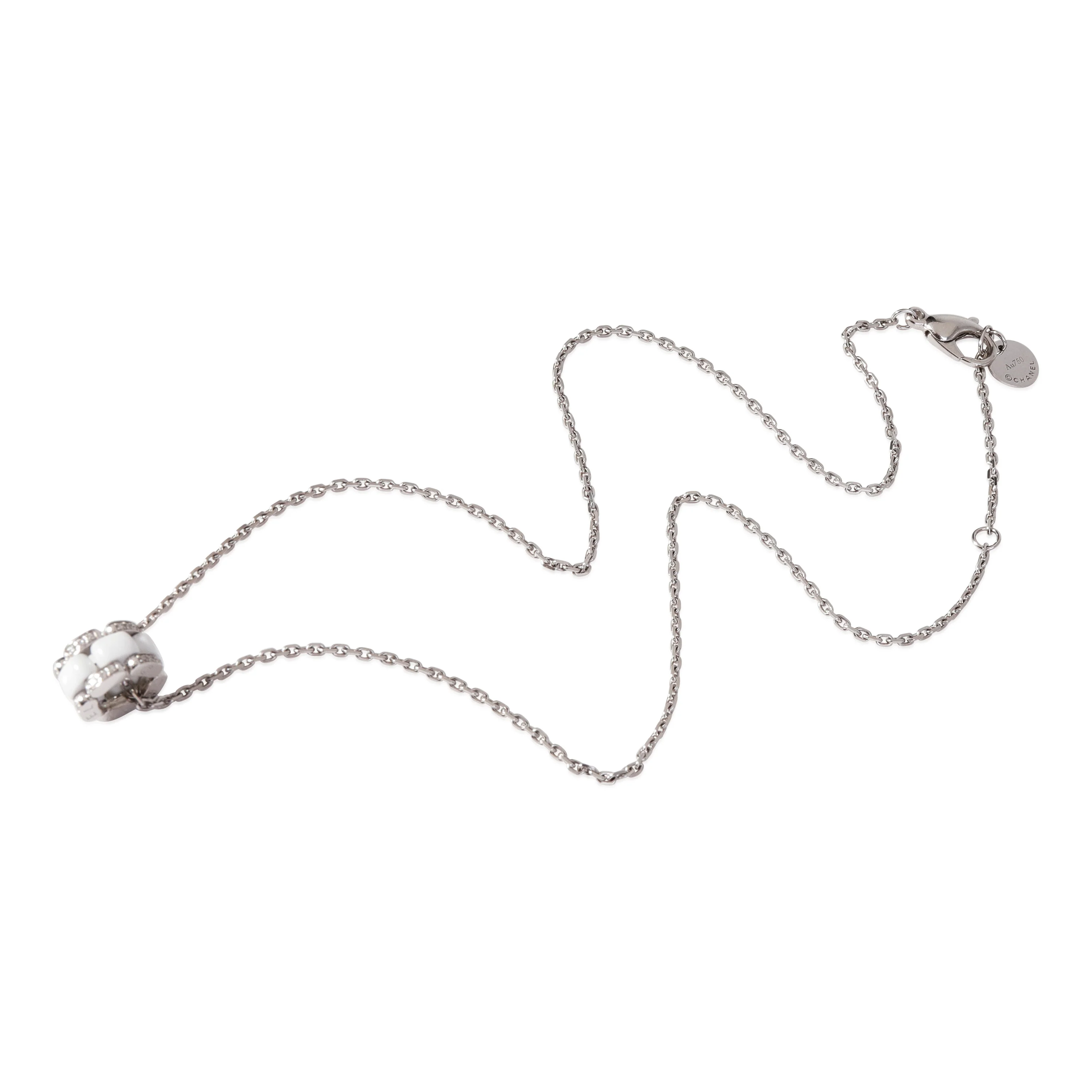 Chanel Ultra White Ceramic Necklace With Diamonds in 18K White Gold 0.15 ctw - Image 3
