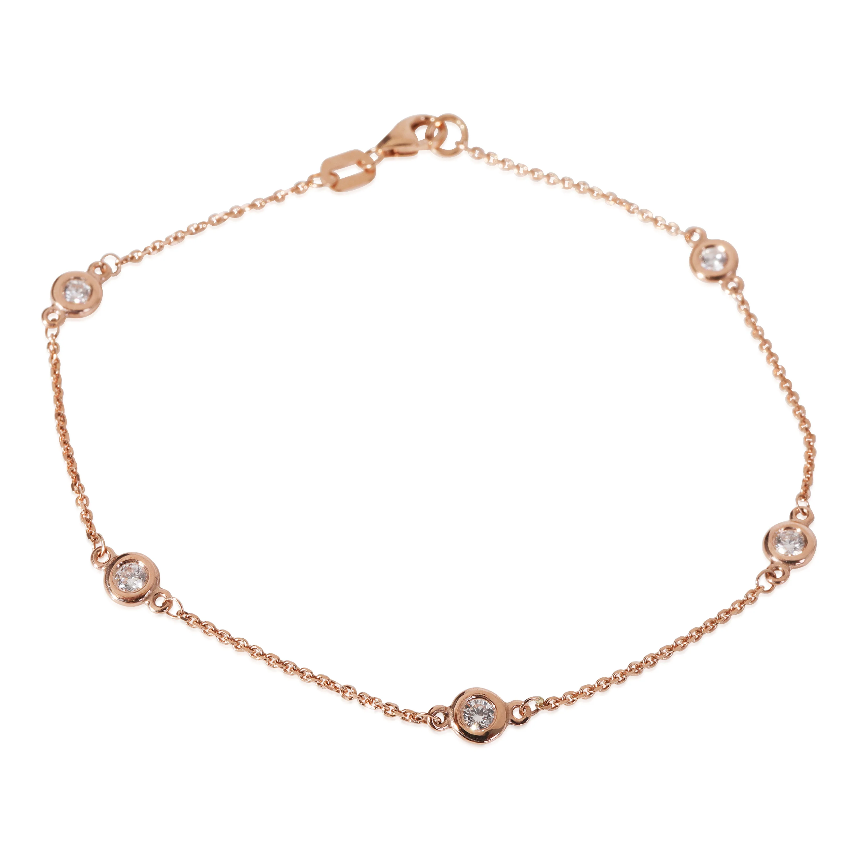 Bezel Set Diamond 5 Station Bracelet in 14k Rose Gold 0.33 CTW