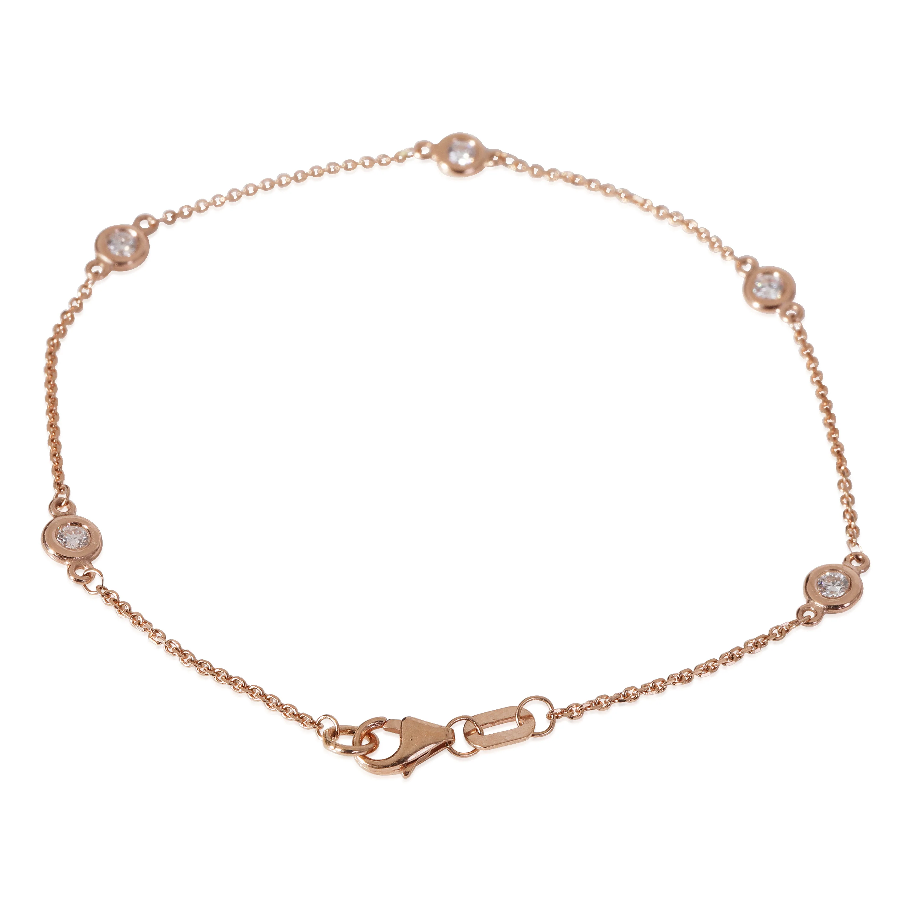 Bezel Set Diamond 5 Station Bracelet in 14k Rose Gold 0.33 CTW - Image 2