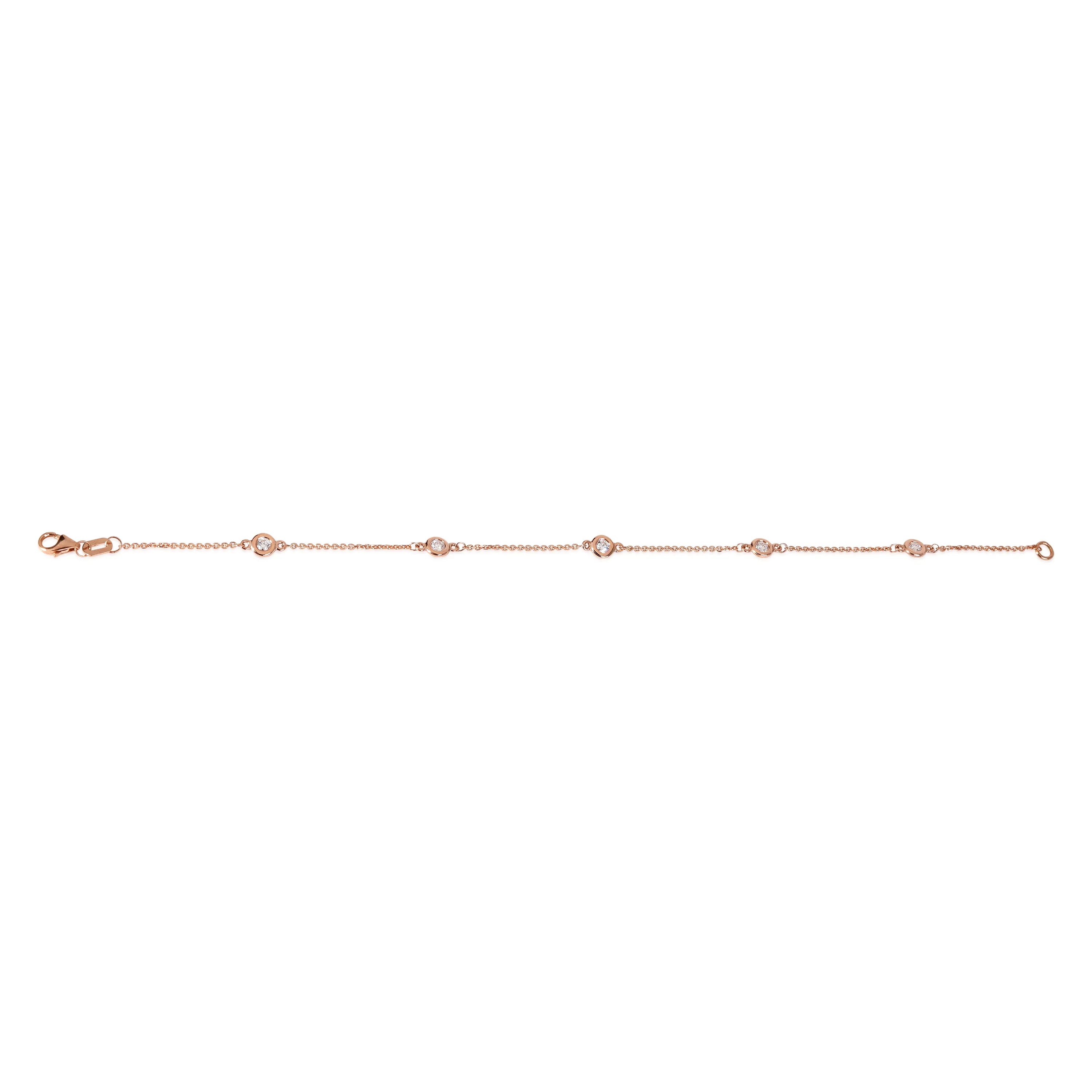 Bezel Set Diamond 5 Station Bracelet in 14k Rose Gold 0.33 CTW - Image 3