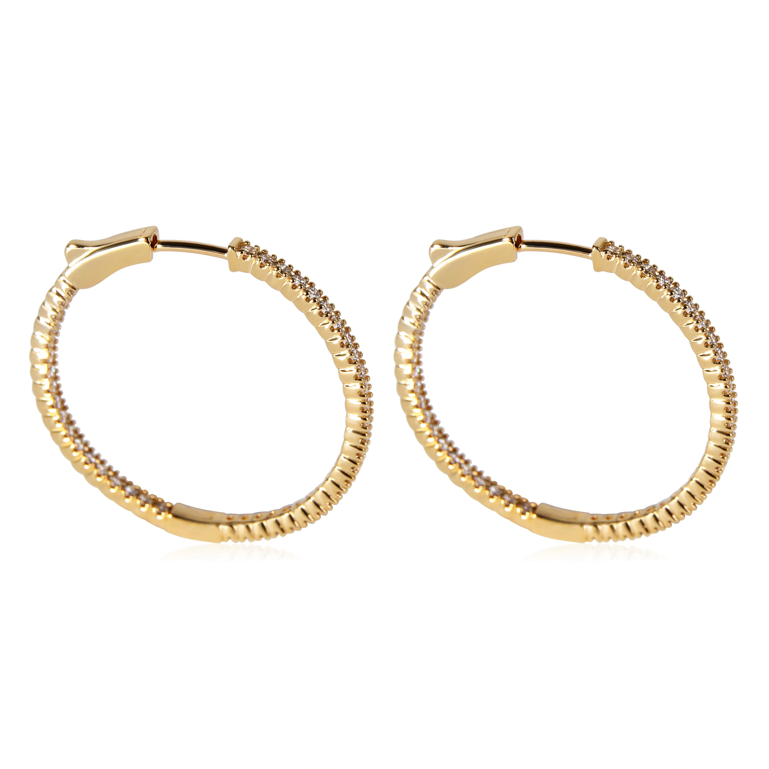 Diamond Inside Out Hoop Earring in 18K Yellow Gold (1 CTW) - Image 3