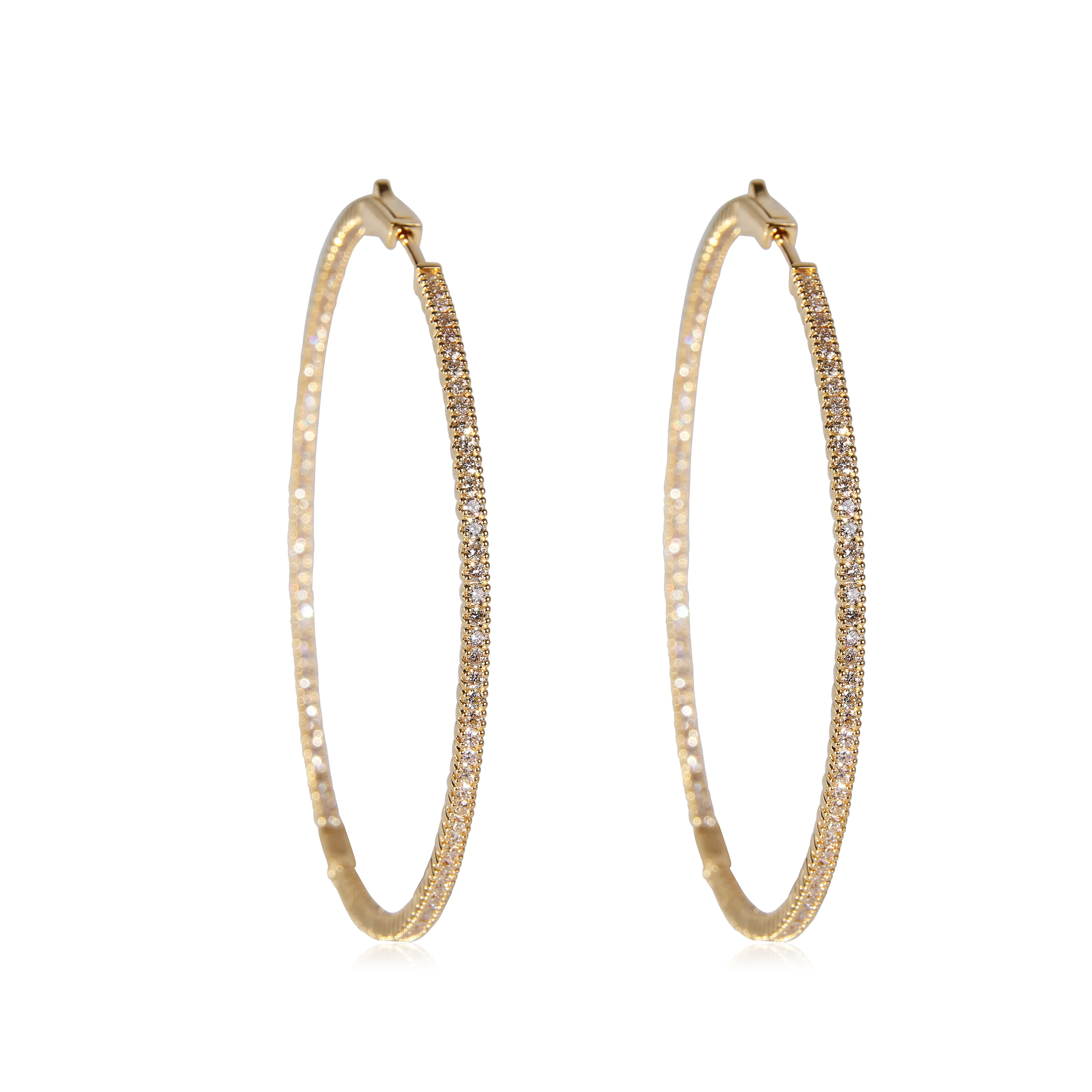 Inside Out Diamond Hoop Earrings in 18k Yellow Gold (2.09 CTW)