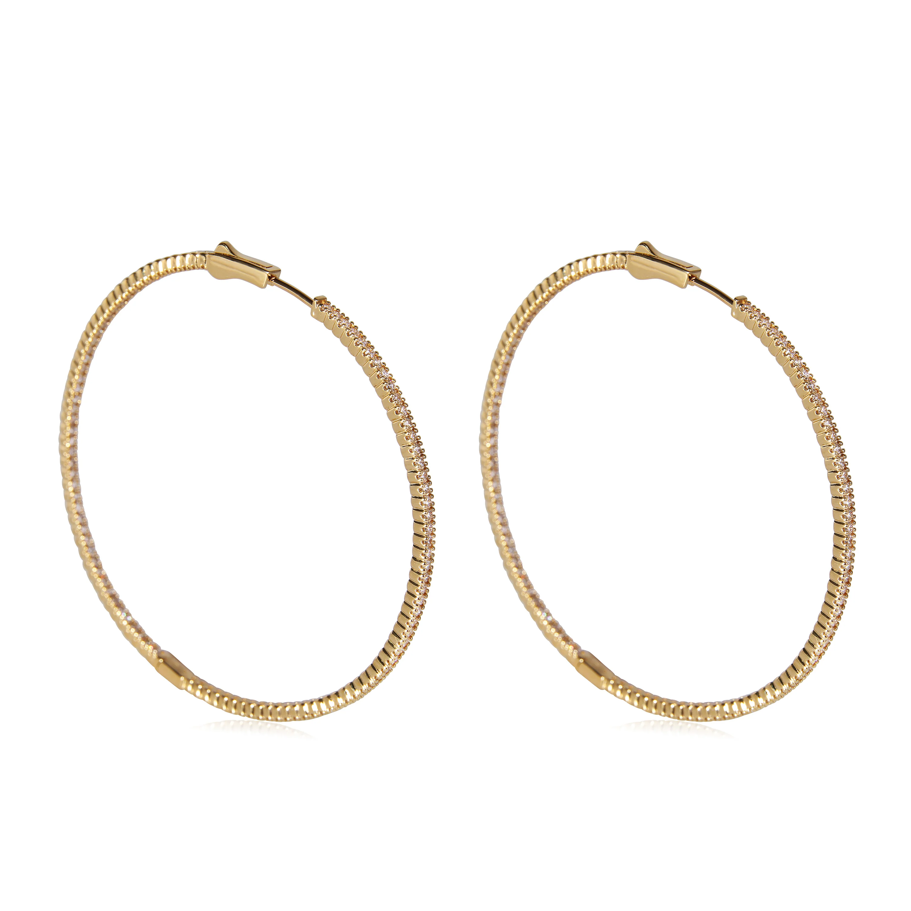 Inside Out Diamond Hoop Earrings in 18k Yellow Gold (2.09 CTW) - Image 2