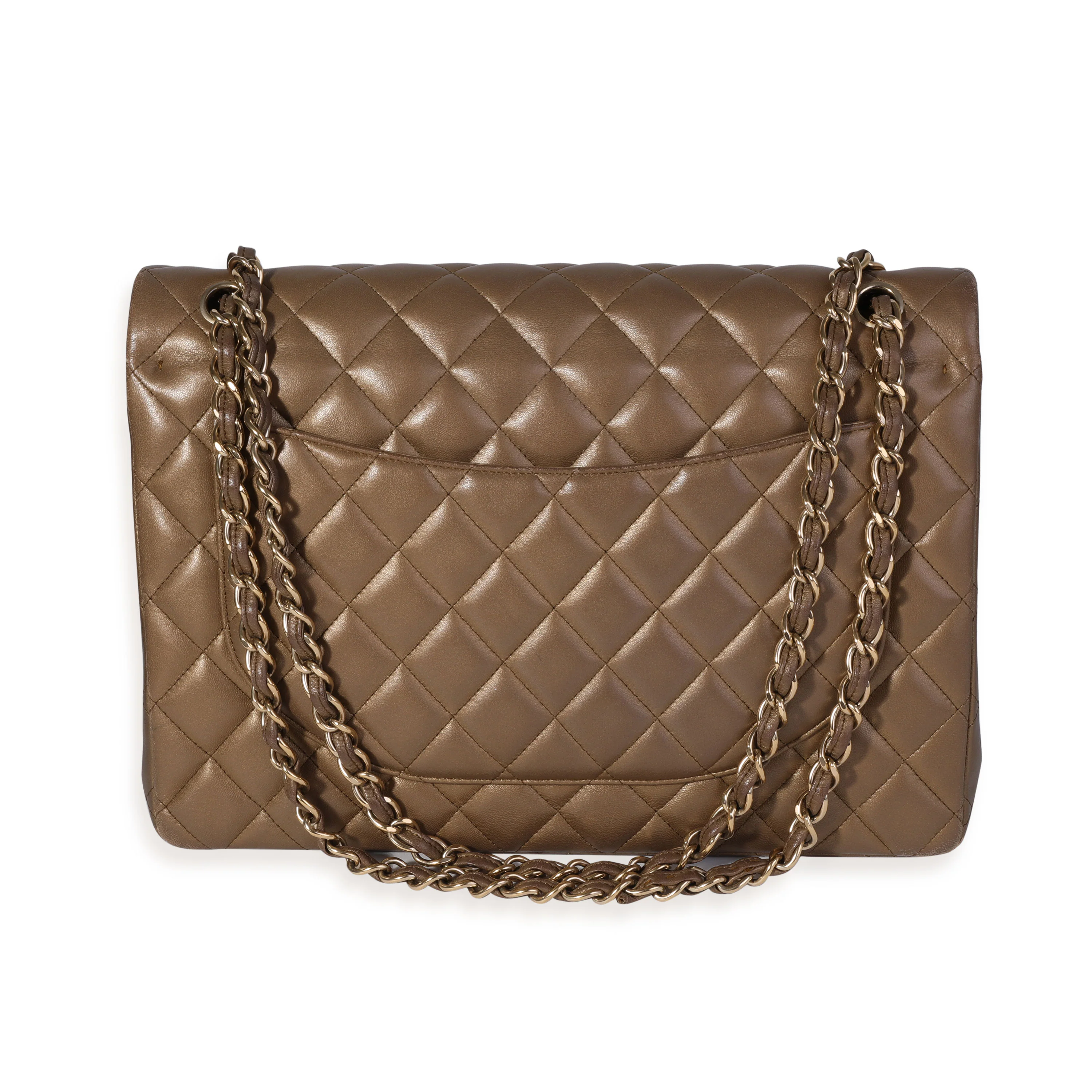 Chanel Bronze Quilted Lambskin Maxi Classic Double Flap Bag - Image 3