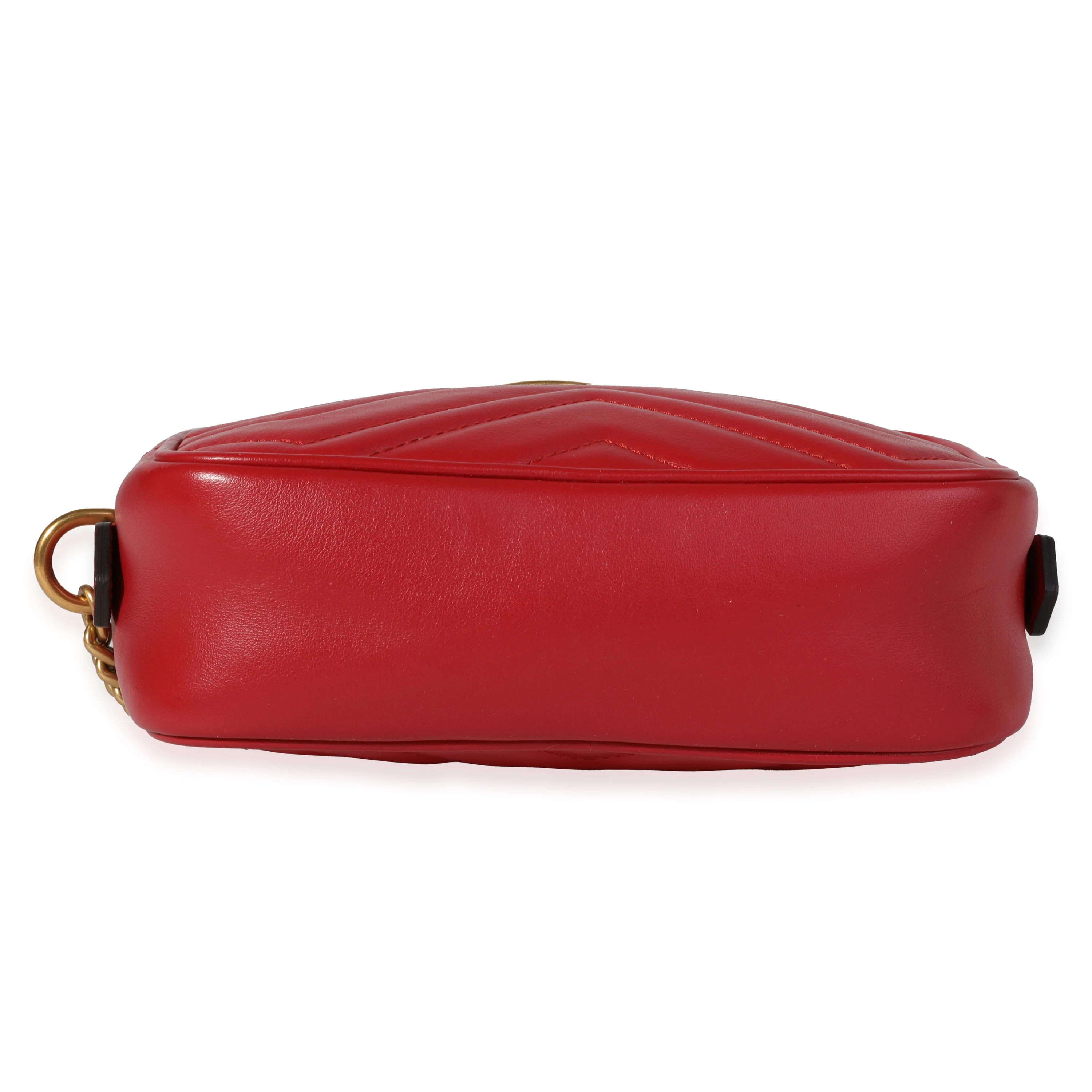 Gucci Red Matelassé Leather GG Marmont Mini Bag - Image 5