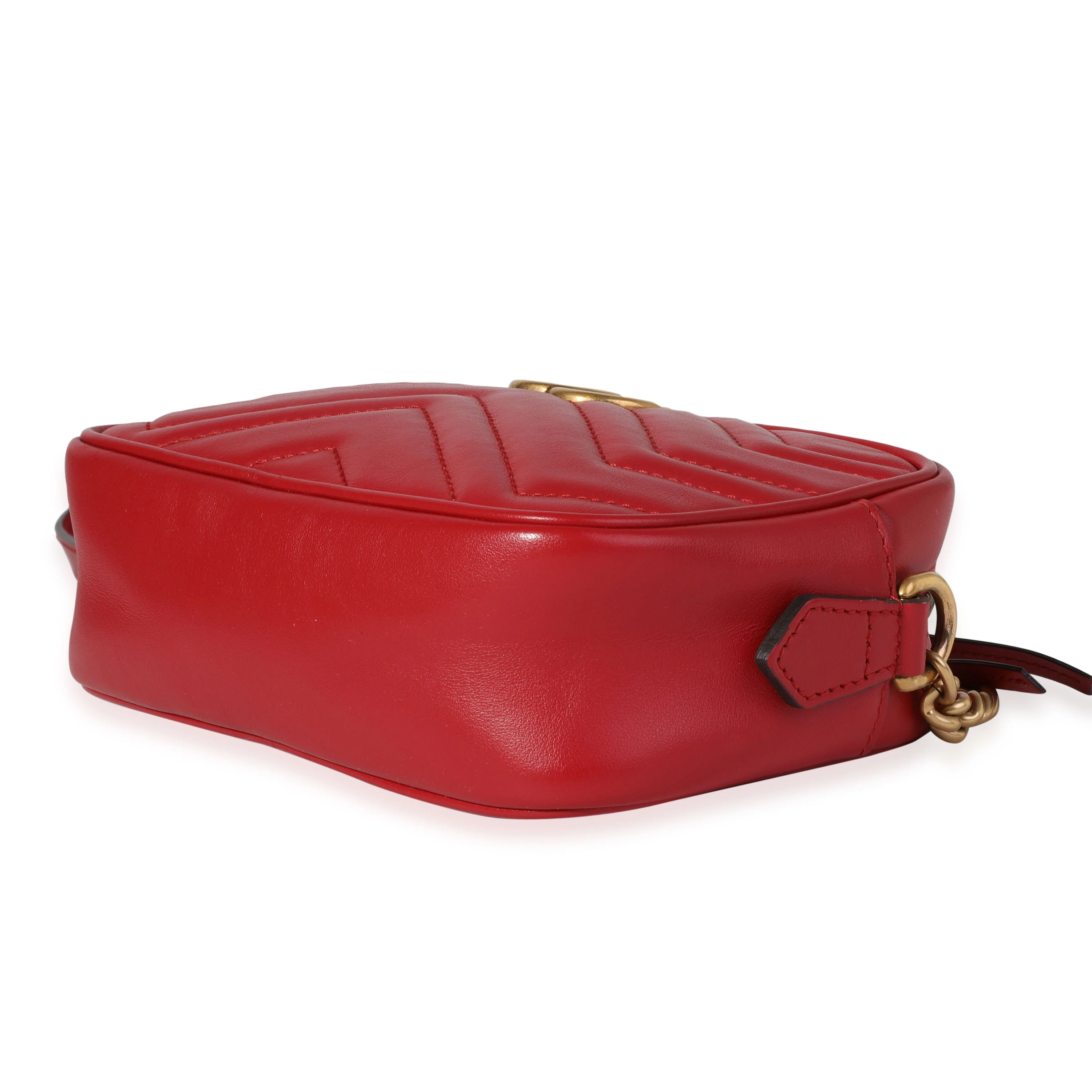 Gucci Red Matelassé Leather GG Marmont Mini Bag - Image 6