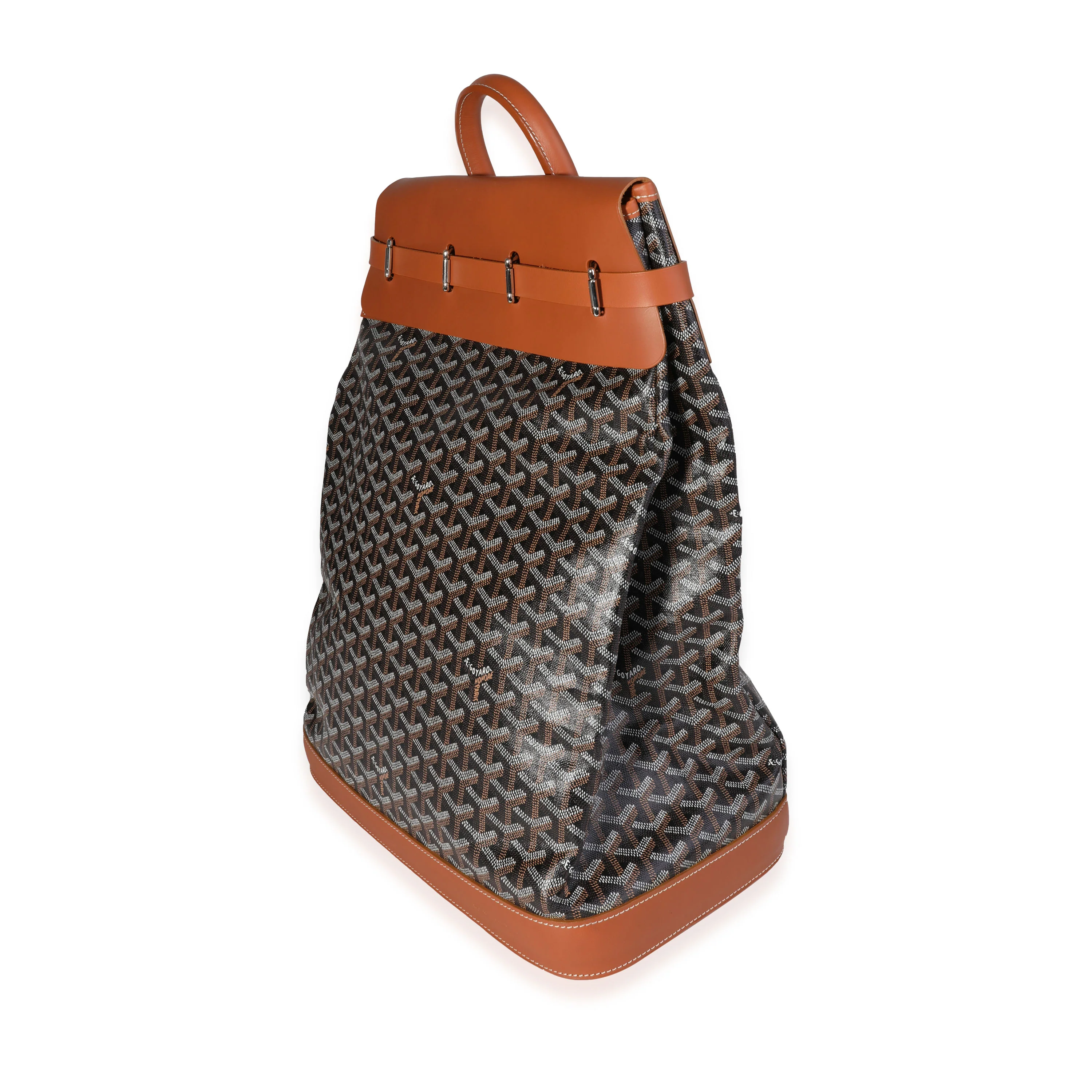 Goyard Black Goyardine & Brown Leather Steamer Bag - Image 2