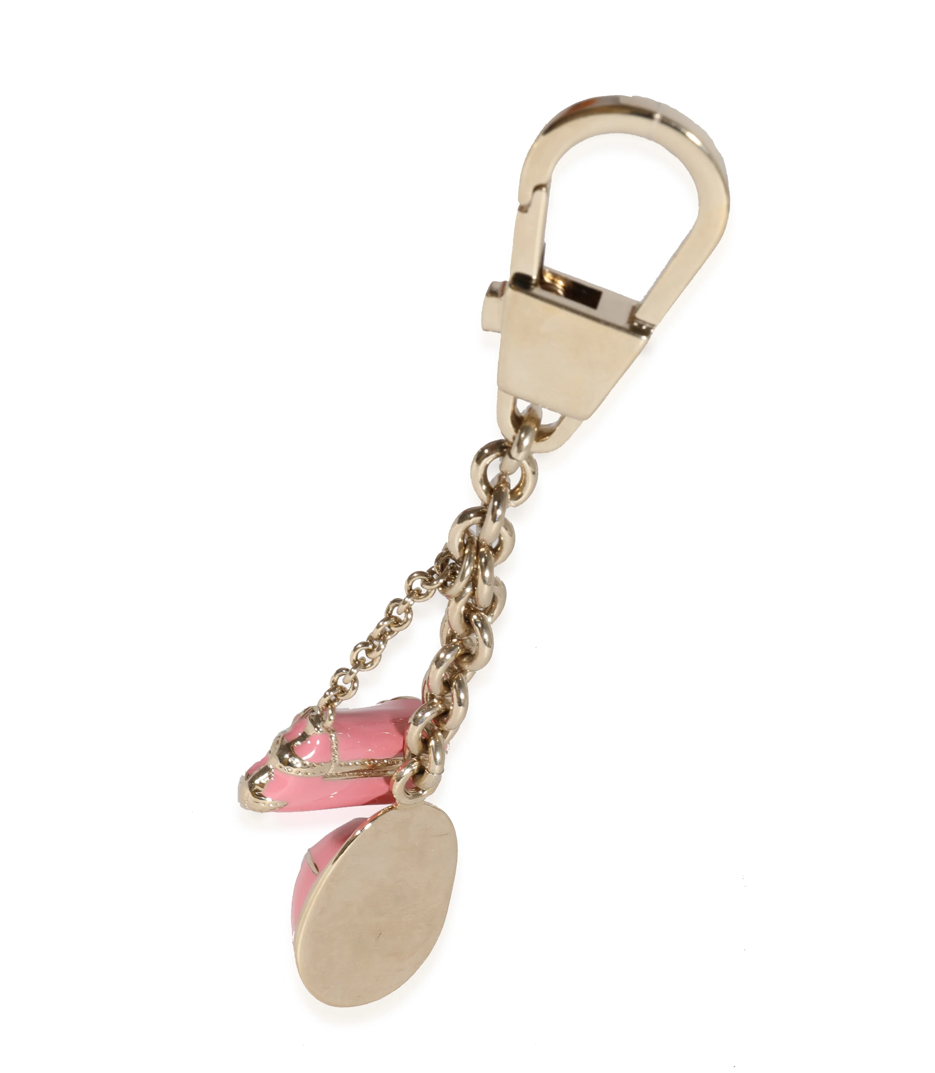Gucci Gold Metal & Pink Enamel Equestrian Bag Charm - Image 2