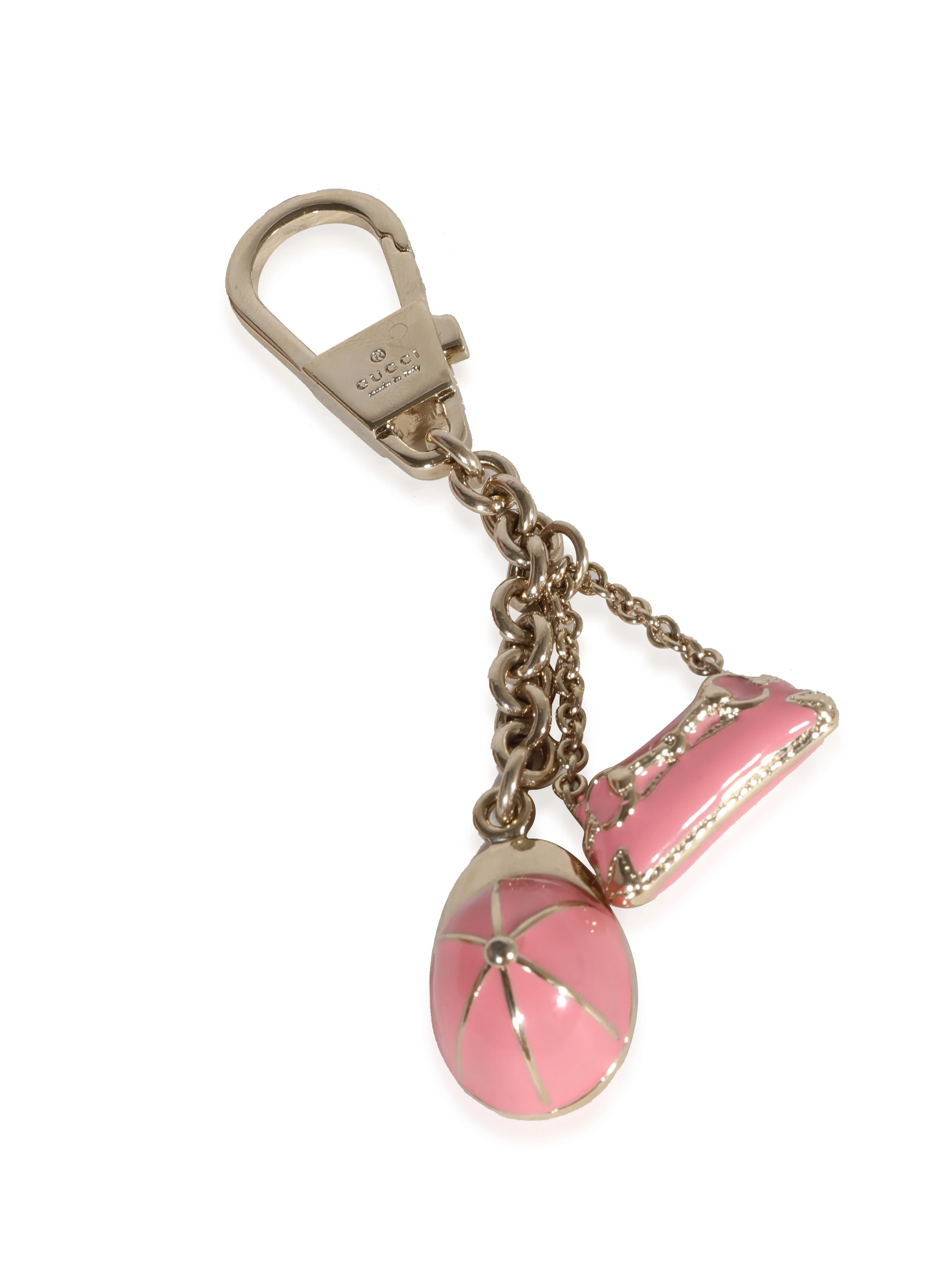 Gucci Gold Metal & Pink Enamel Equestrian Bag Charm - Image 3