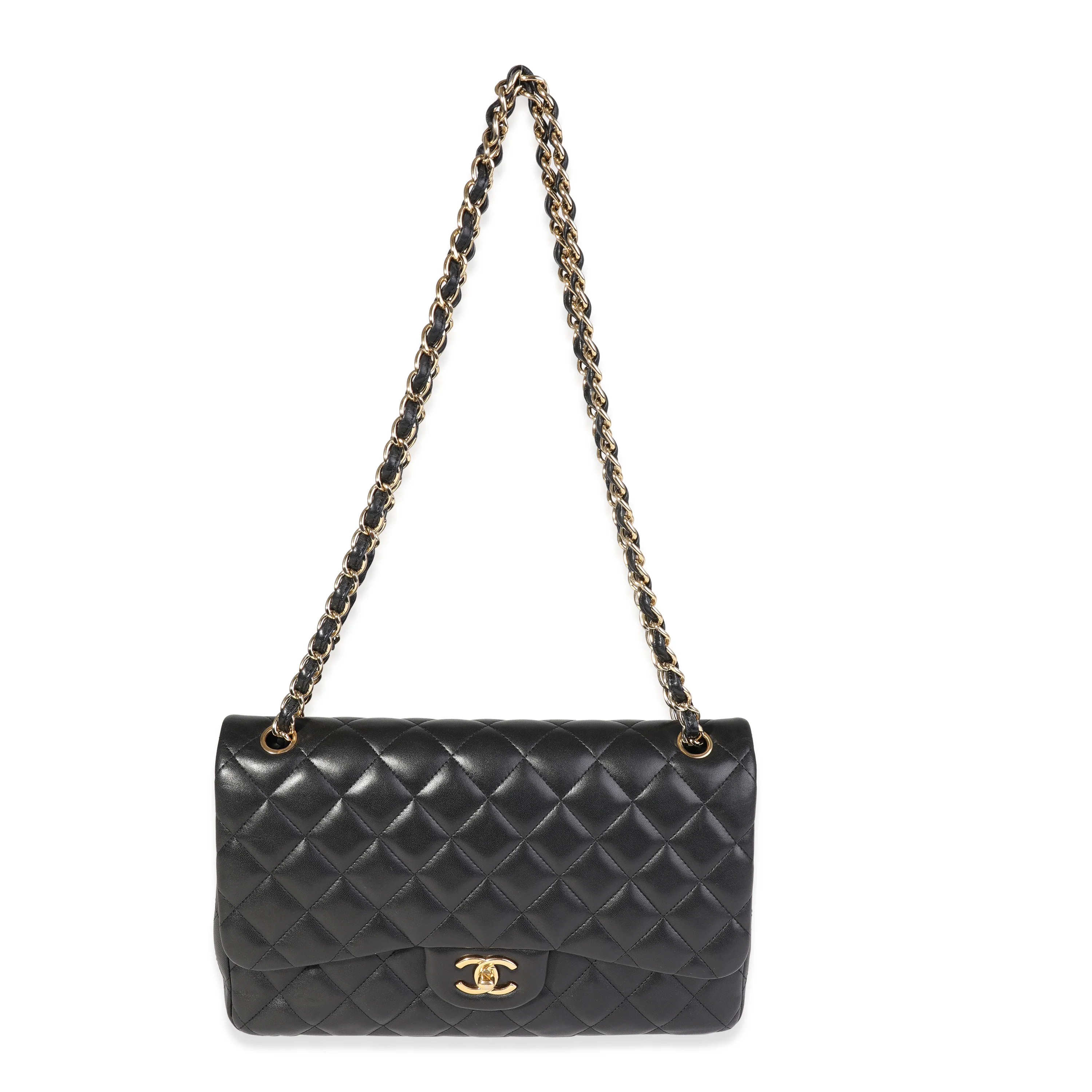 Black Quilted Lambskin Jumbo Classic Double Flap Bag - Image 4