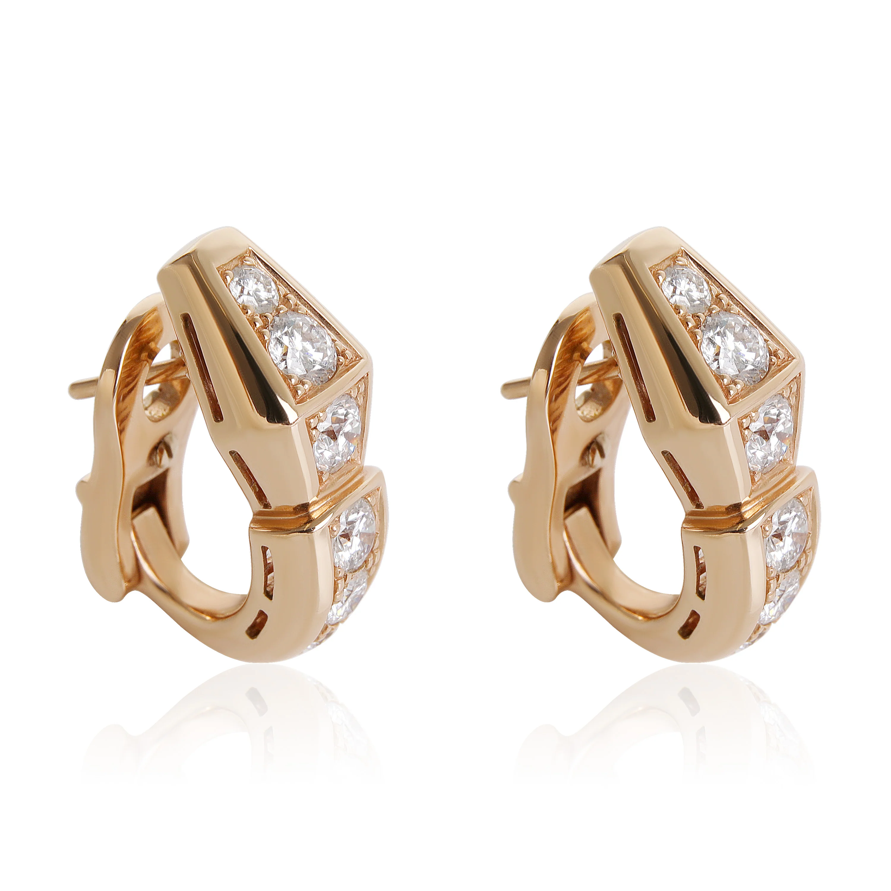 BVLGARI Serpenti Viper Diamond Earrings in 18K Rose Gold - Image 2