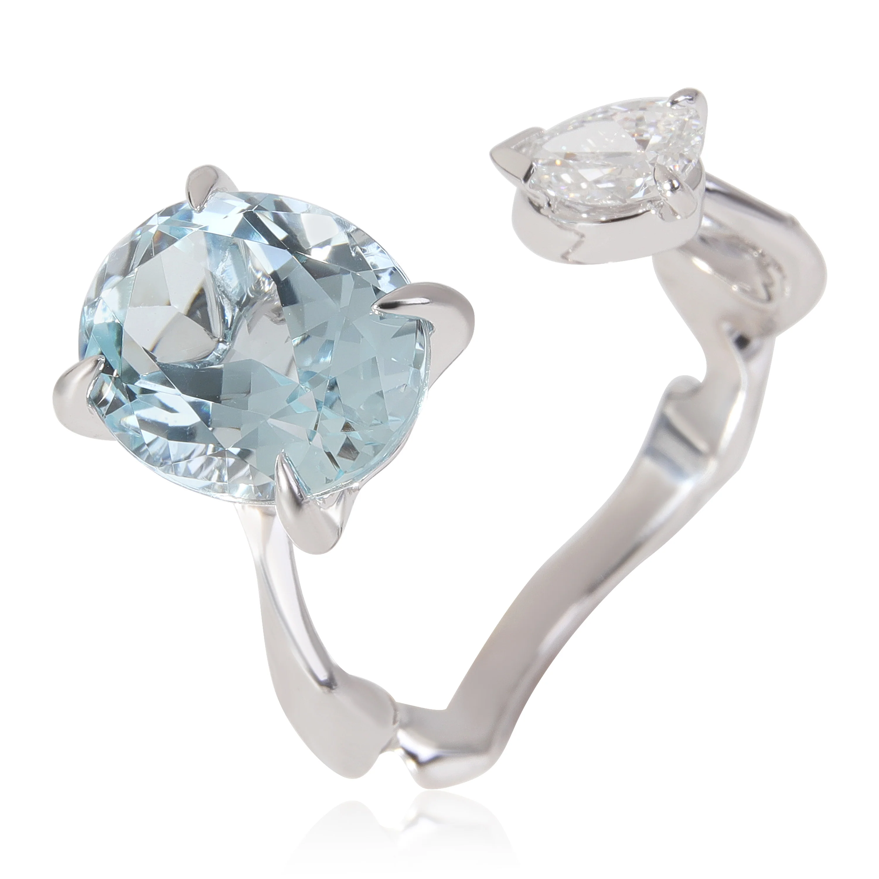 Dior Diorama Precieuse Diamond Aquamarine Ring in 18k White Gold D VS1 0.33 CTW - Image 5