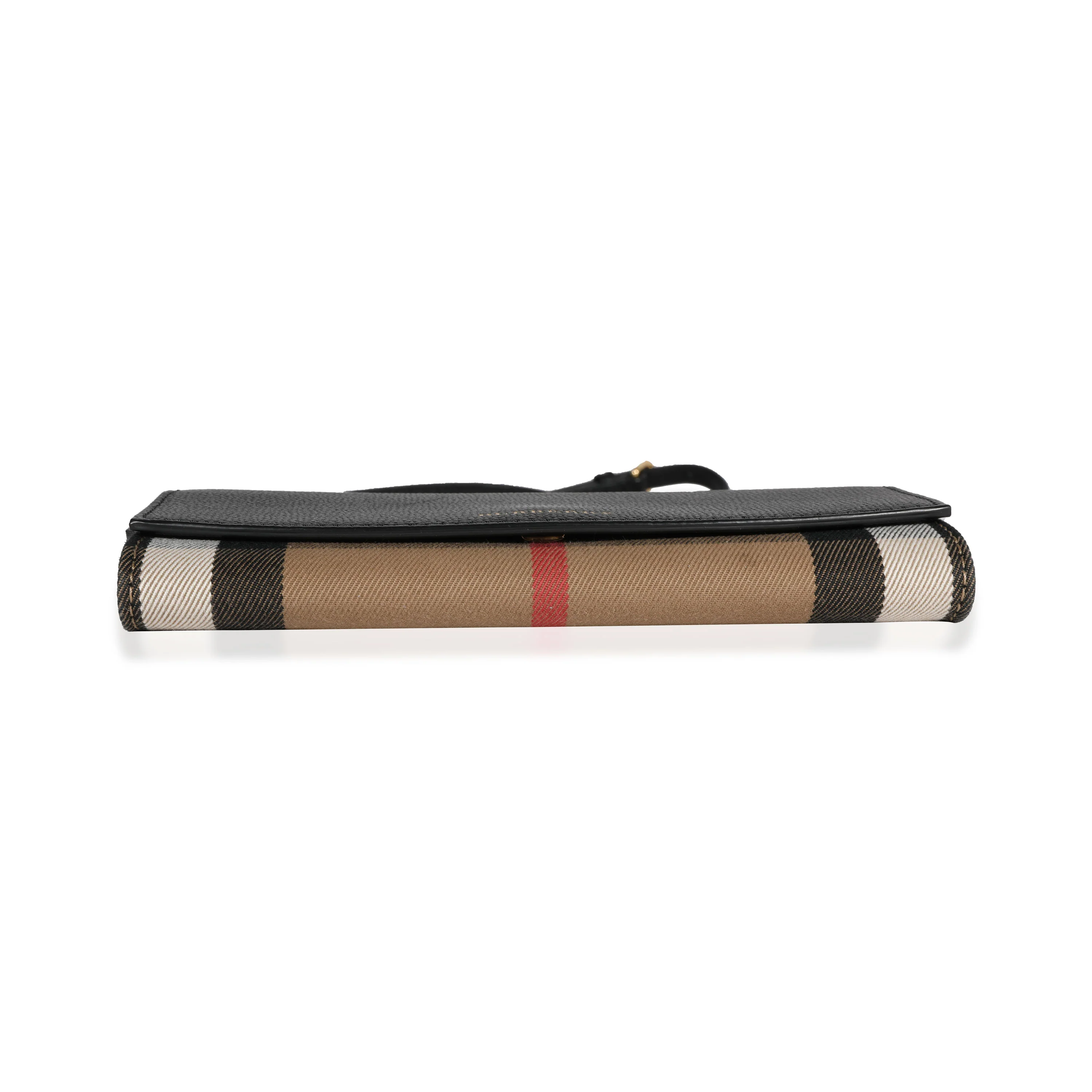 Burberry House Check & Black Leather Chain Wallet - Image 3