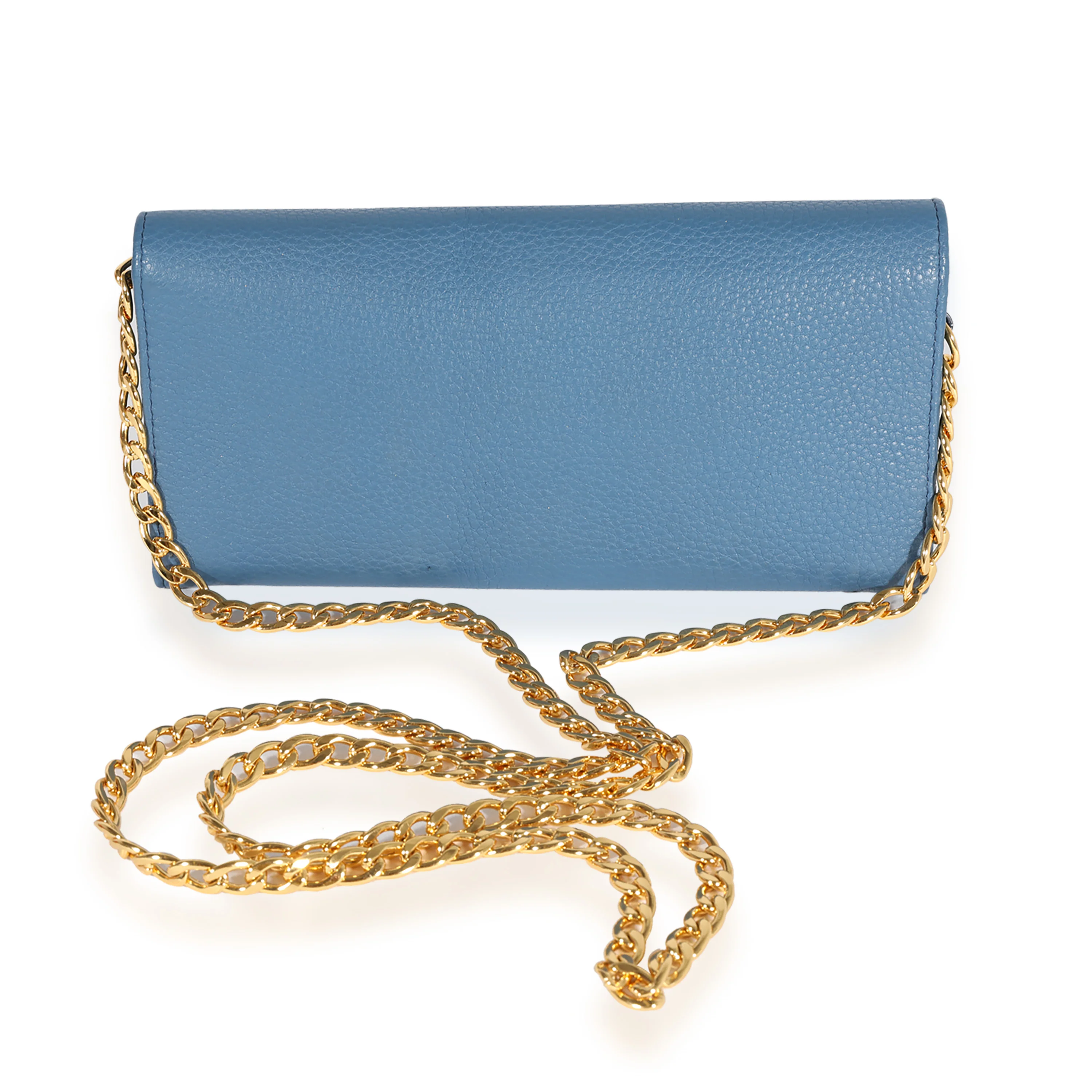 Prada Blue Vitello Daino Chain Wallet - Image 3