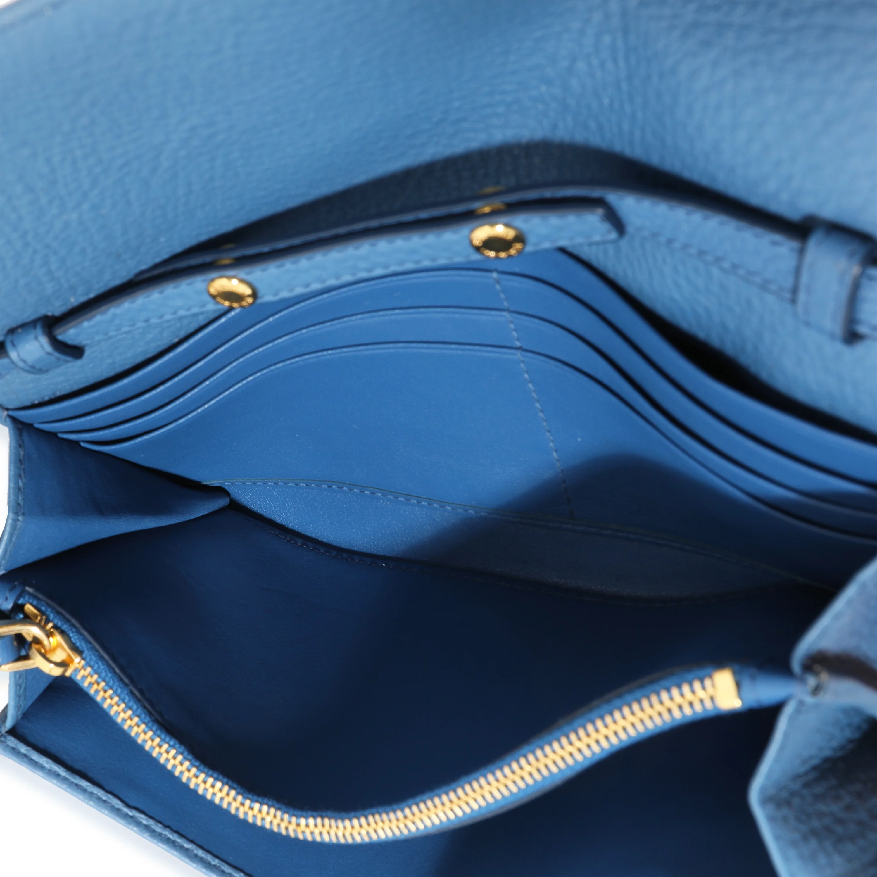 Prada Blue Vitello Daino Chain Wallet - Image 8
