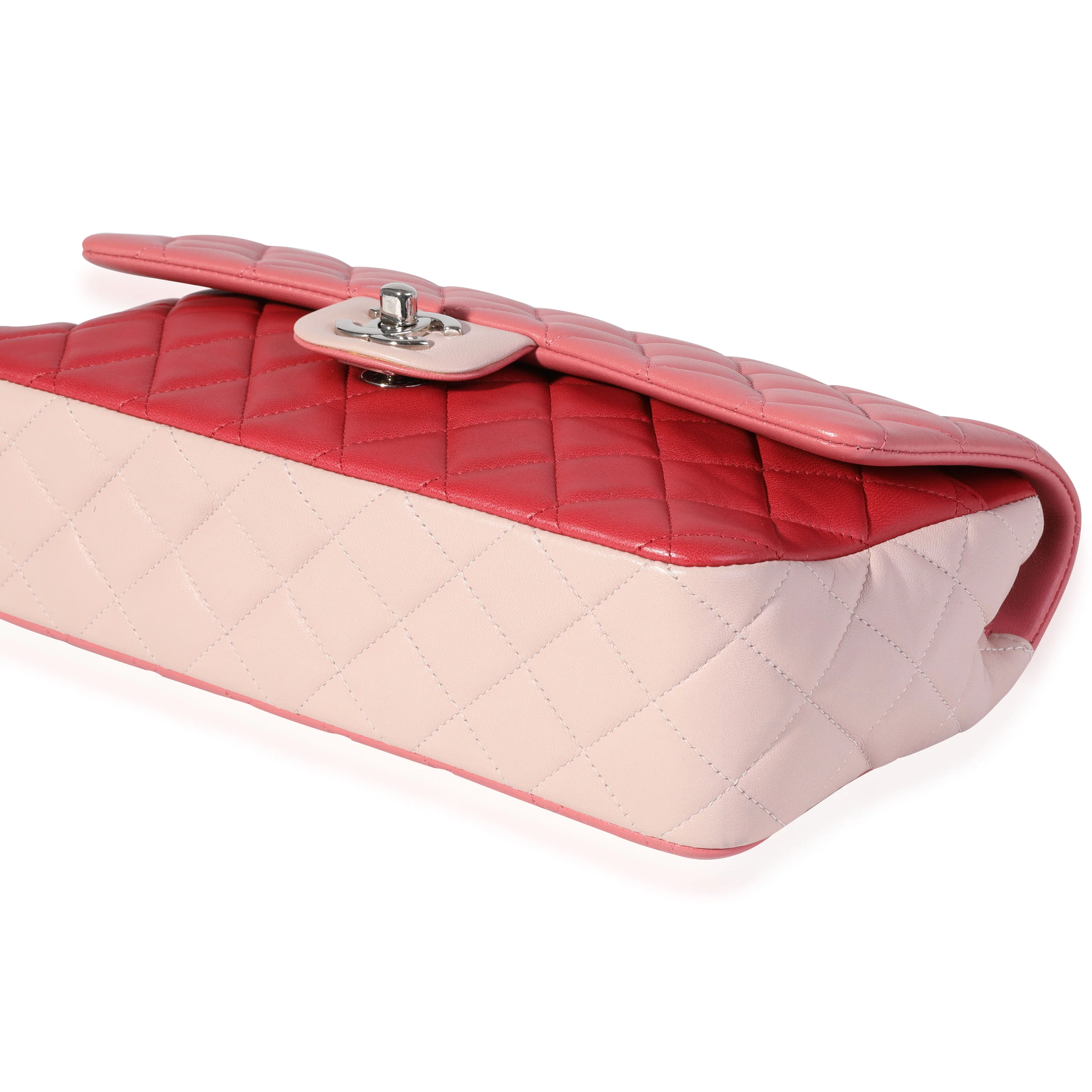 Chanel Pink & Red Quilted Lambskin Valentines Day Single Flap Bag - Image 6