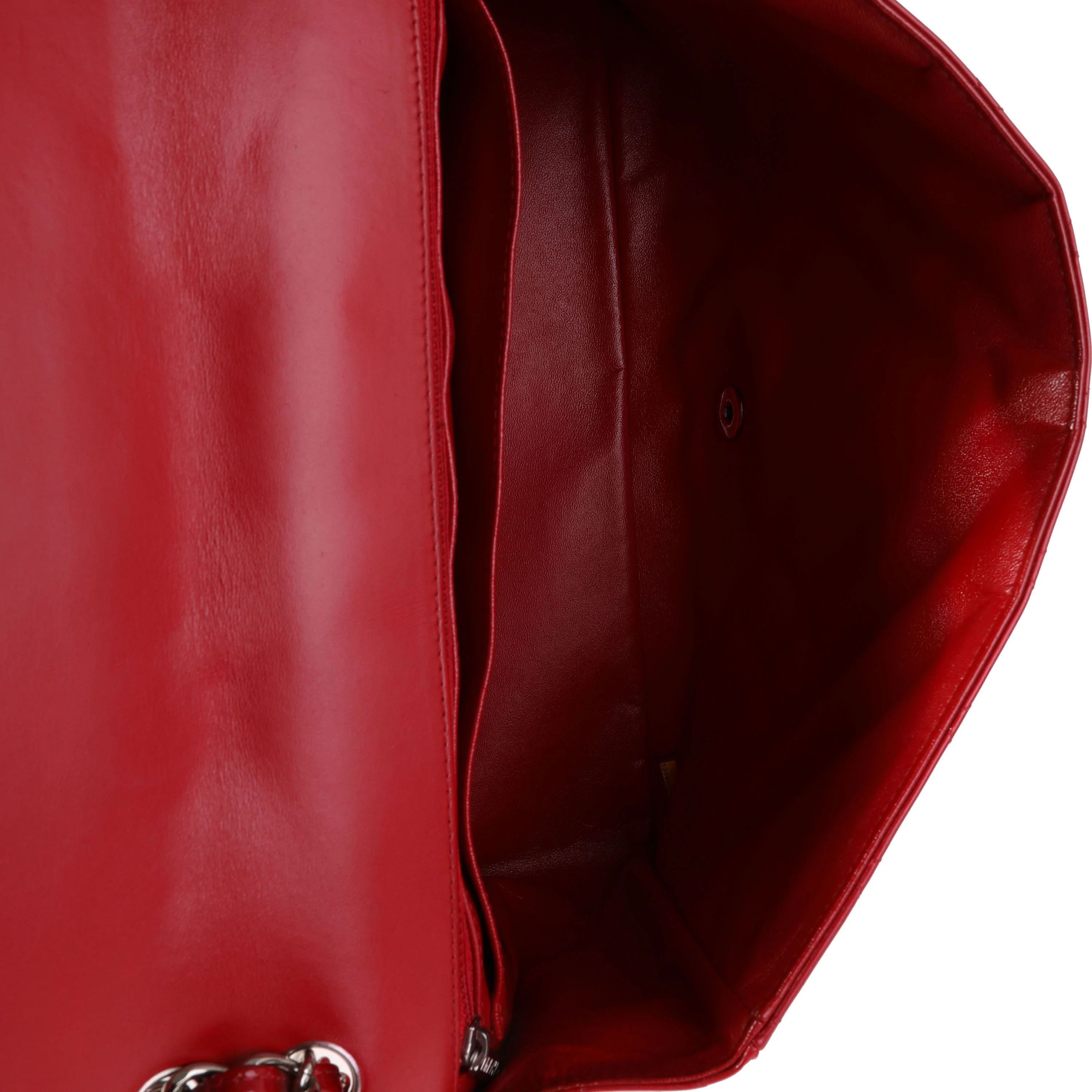Chanel Red Quilted Patent Leather Maxi Classic Single Flap Bag - Image 8