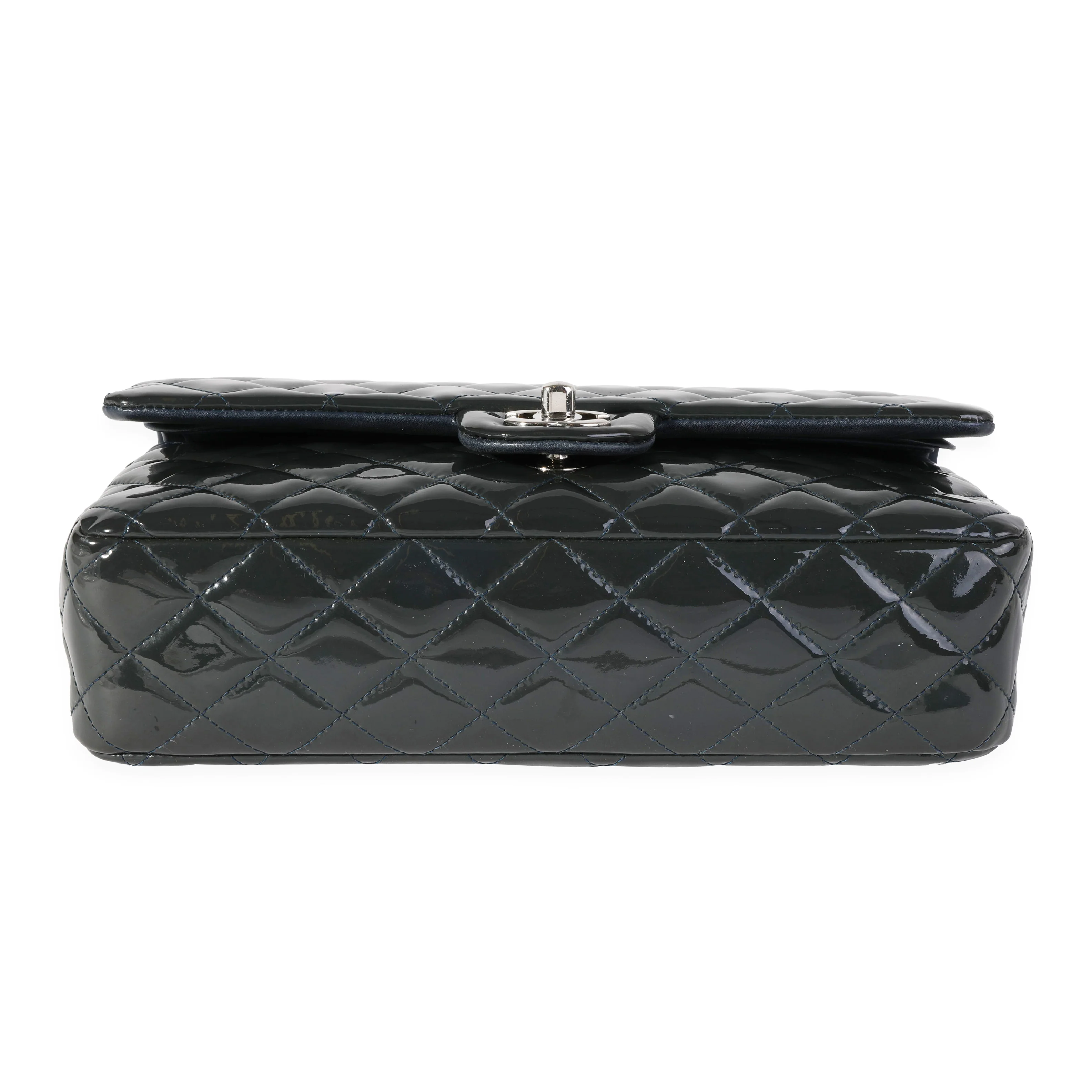 Shadow & Blue Quilted Patent Leather Medium Classic Double Flap Bag - Image 5