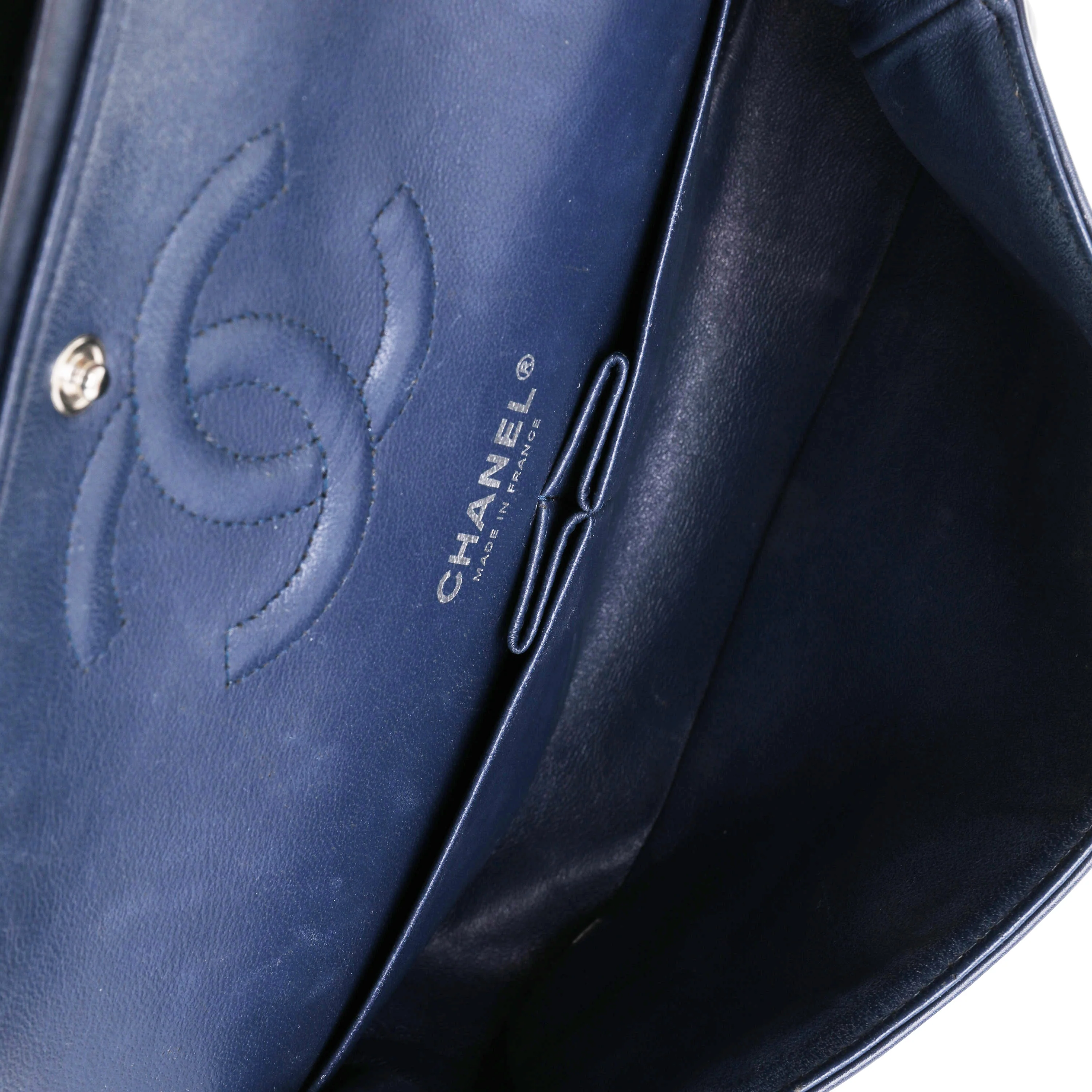 Shadow & Blue Quilted Patent Leather Medium Classic Double Flap Bag - Image 8