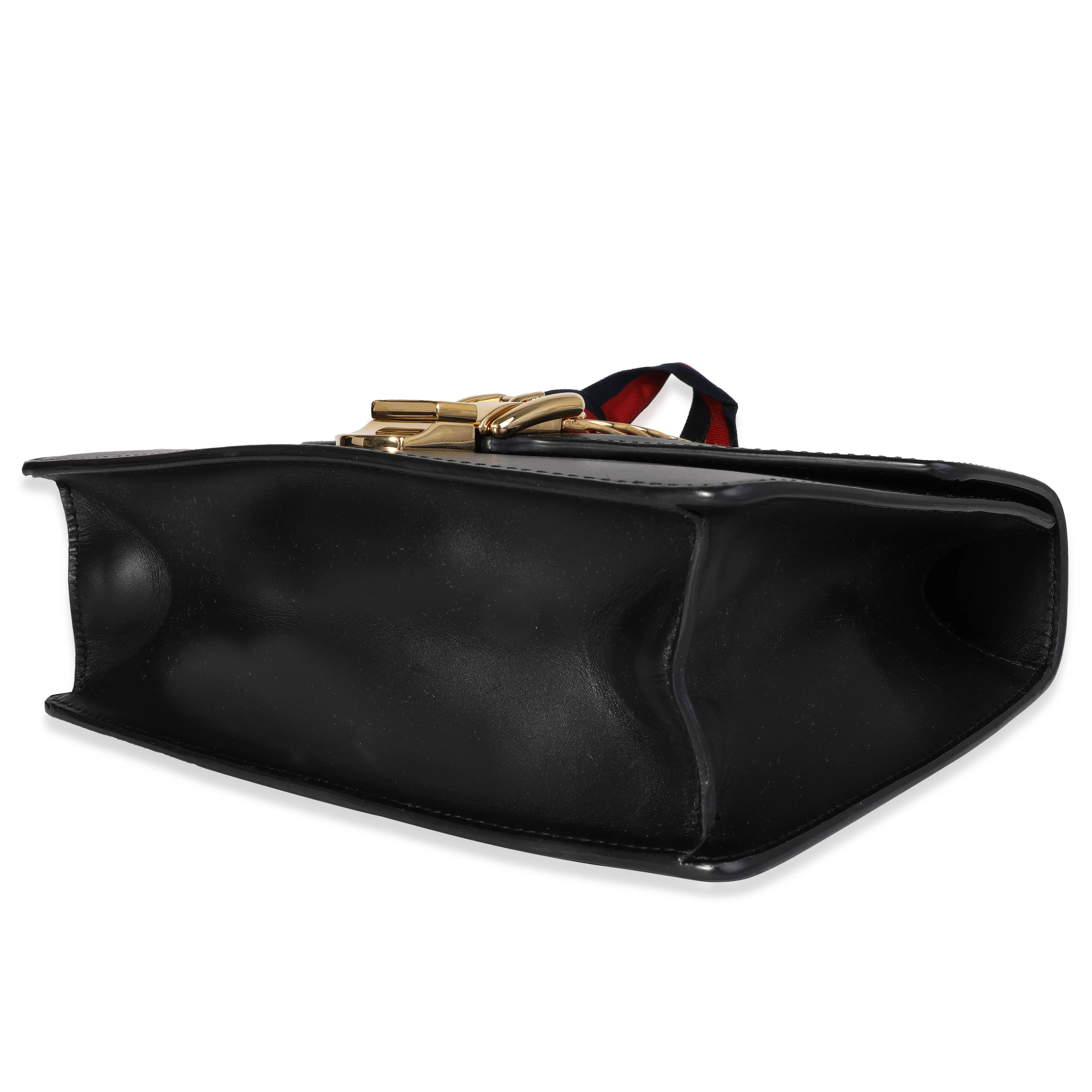 Gucci Black Smooth Leather & Web Small Sylvie Shoulder Bag - Image 6