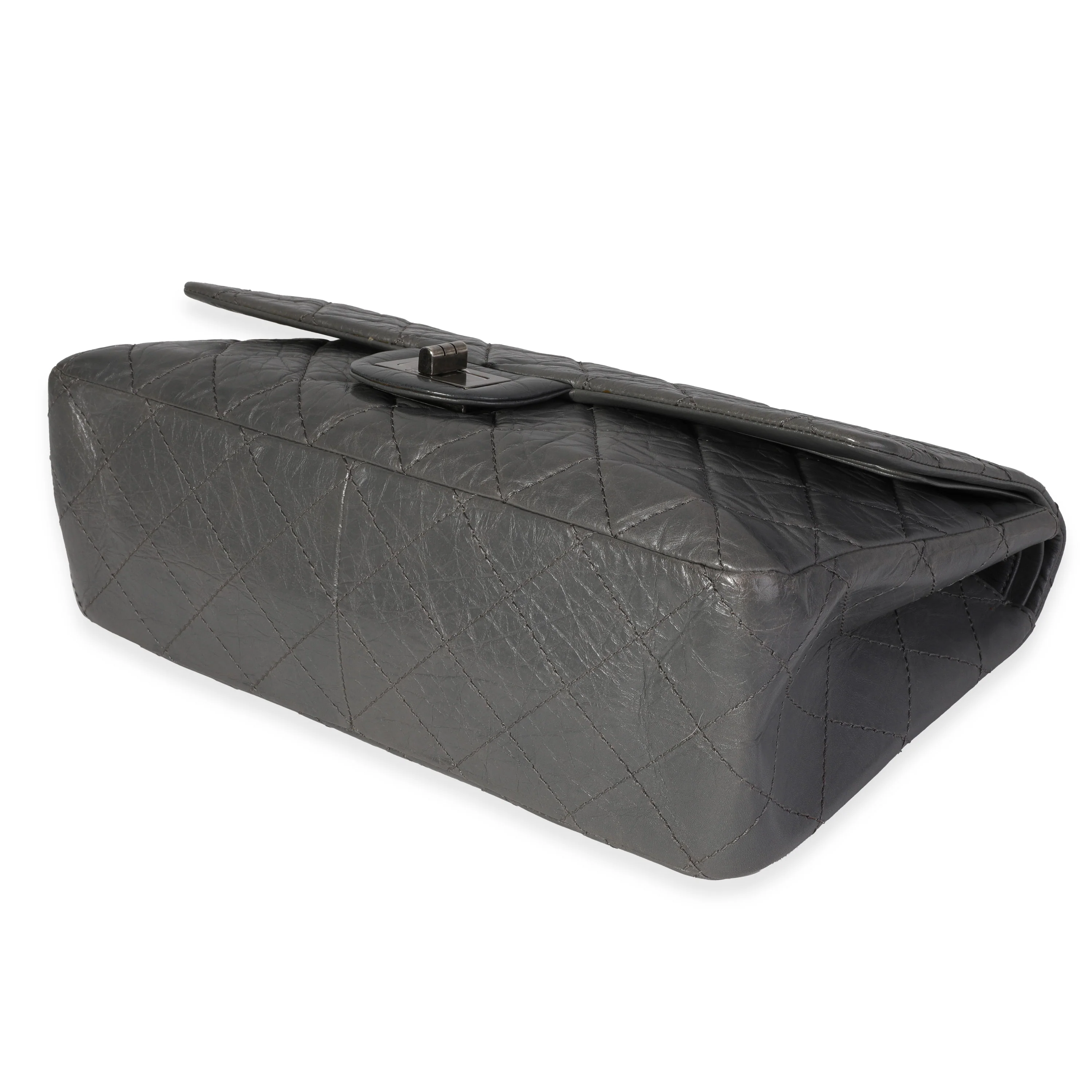 Gray Quilted Aged Calfskin Reissue 2.55 227 Double Flap Bag - Image 6