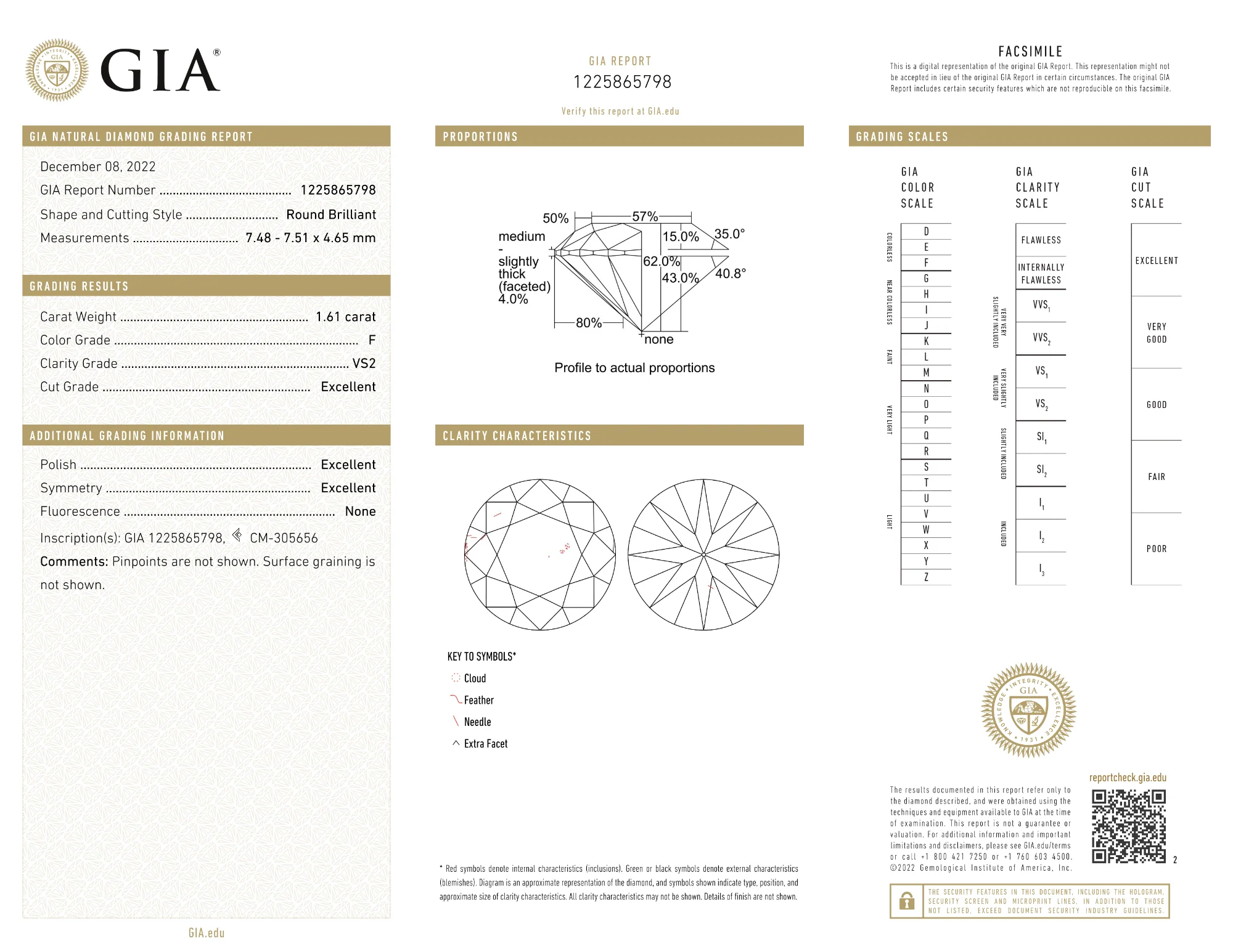 GIA Certified 1.61 Ct Round cut F VS2 Loose Diamond - Image 2