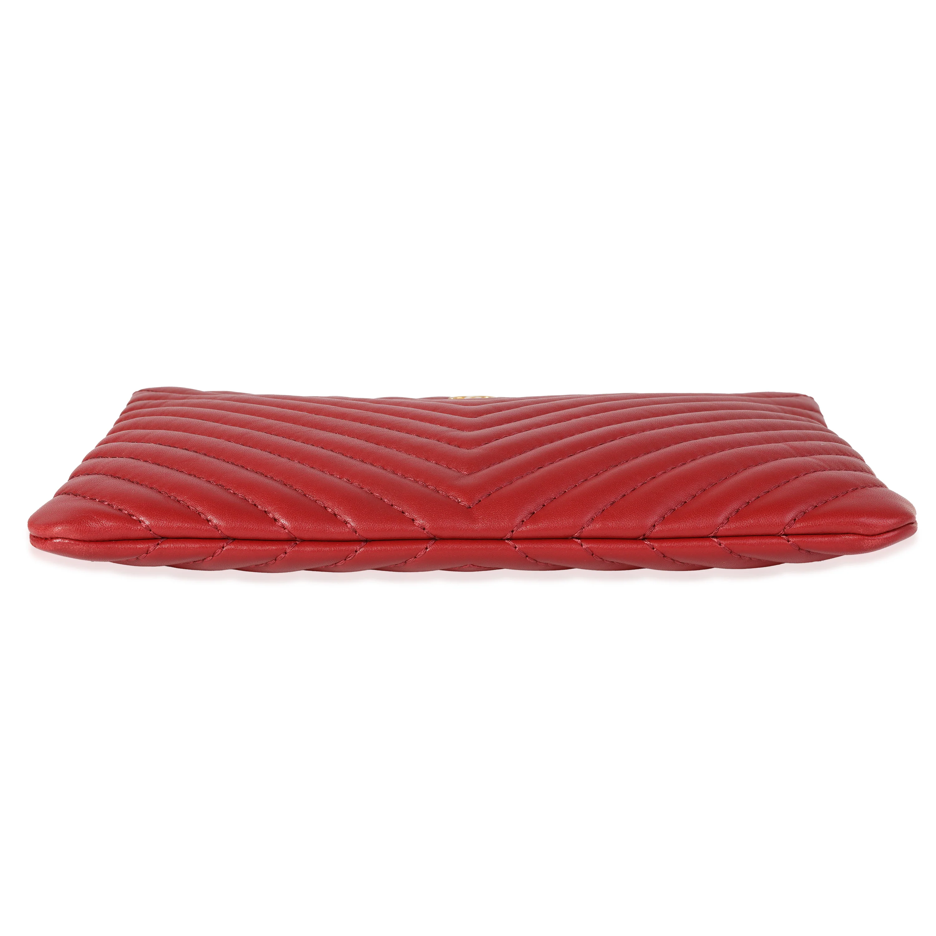 Chanel Red Chevron Quilted Lambskin O-Case - Image 5