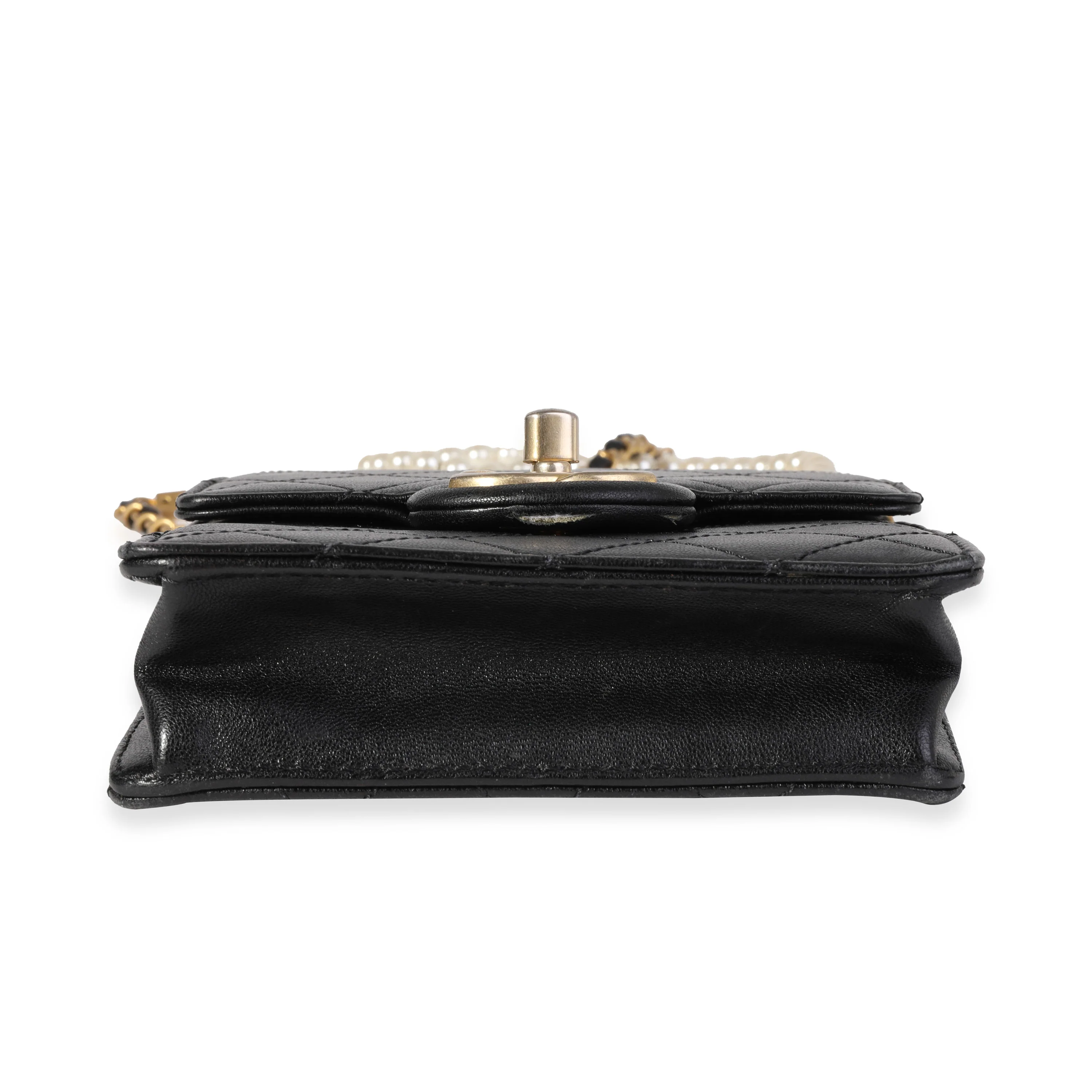 Chanel Black Quilted Goatskin Chic Pearls Crossbody - Image 5
