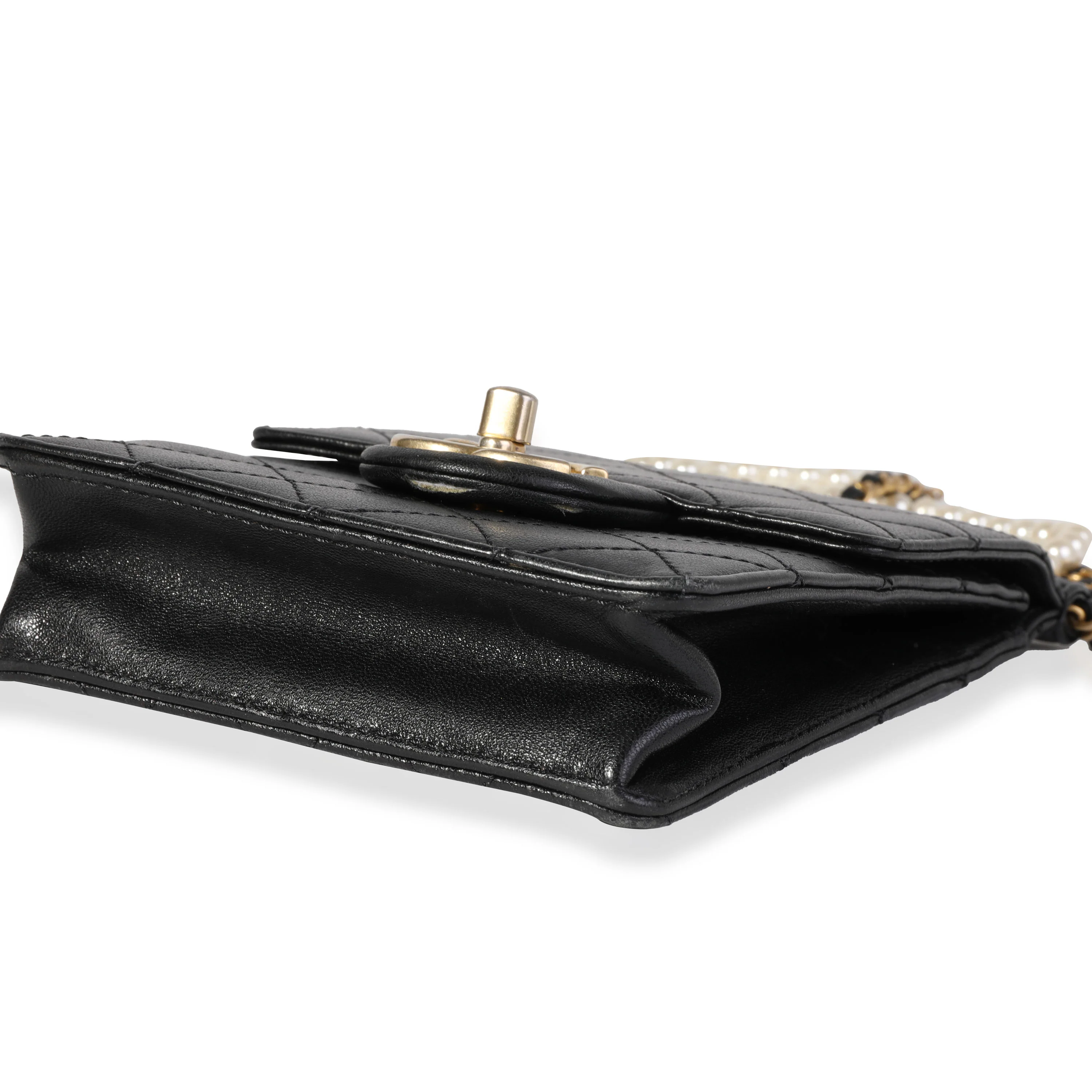 Chanel Black Quilted Goatskin Chic Pearls Crossbody - Image 7