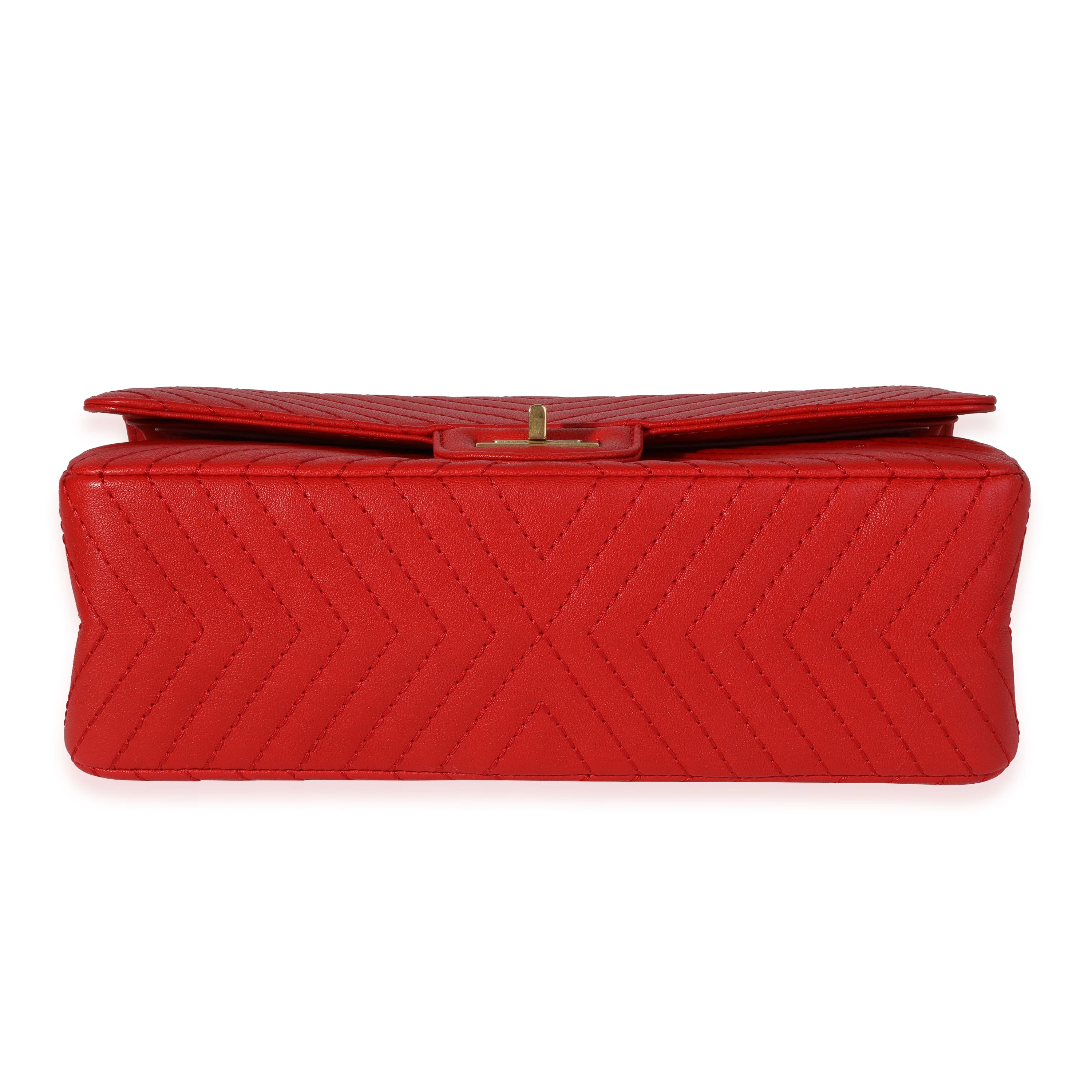 Chanel Red Chevron Quilted Chévre Leather Reissue 2.55 225 Double Flap Bag - Image 5
