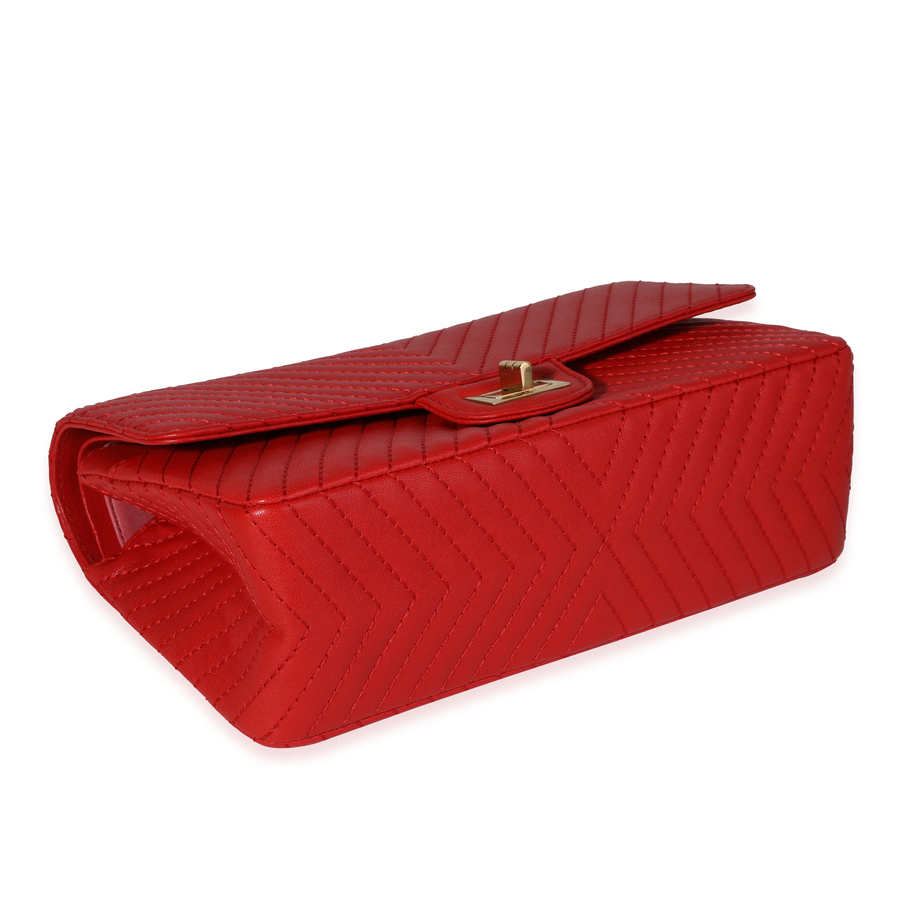 Chanel Red Chevron Quilted Chévre Leather Reissue 2.55 225 Double Flap Bag - Image 6