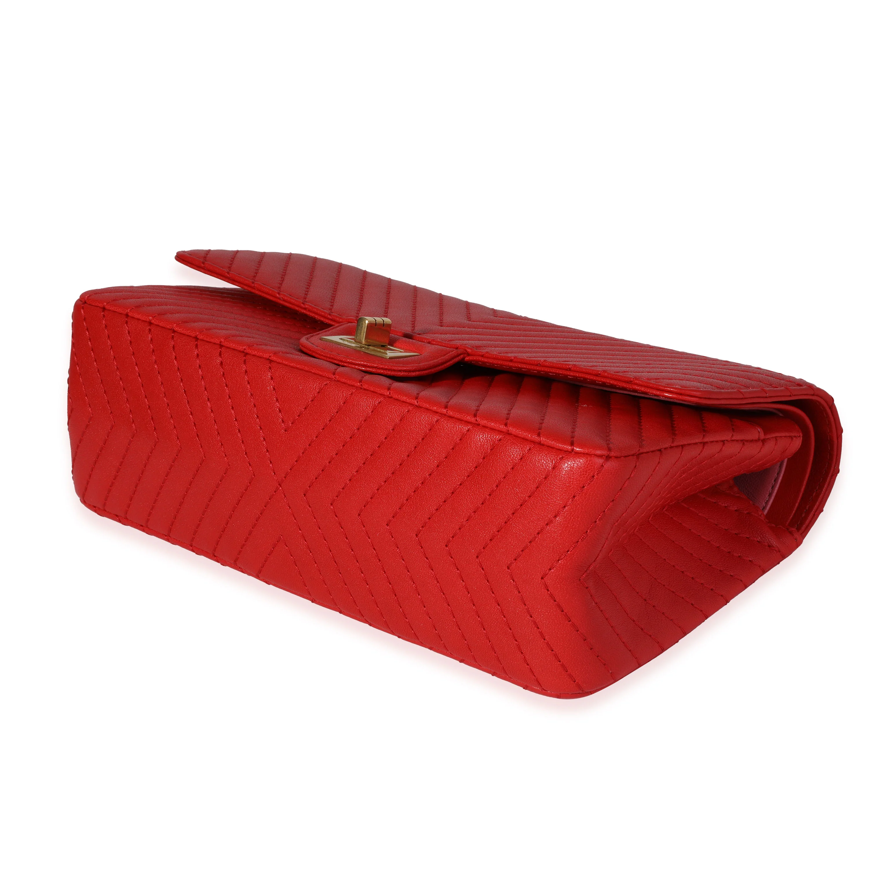 Chanel Red Chevron Quilted Chévre Leather Reissue 2.55 225 Double Flap Bag - Image 7