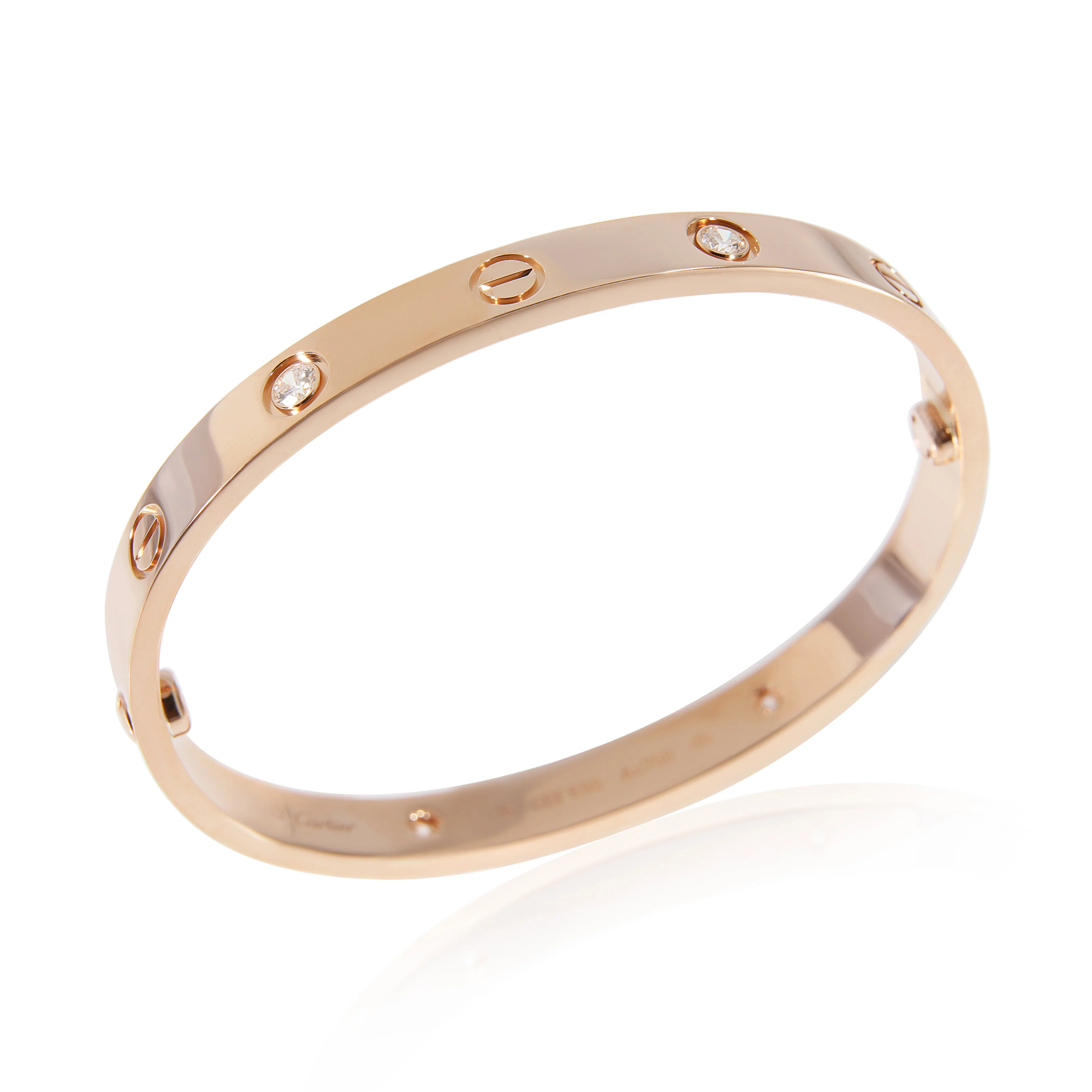 Cartier Love 4 Diamond Bracelet in 18k Rose Gold 0.42 CTW - Image 4