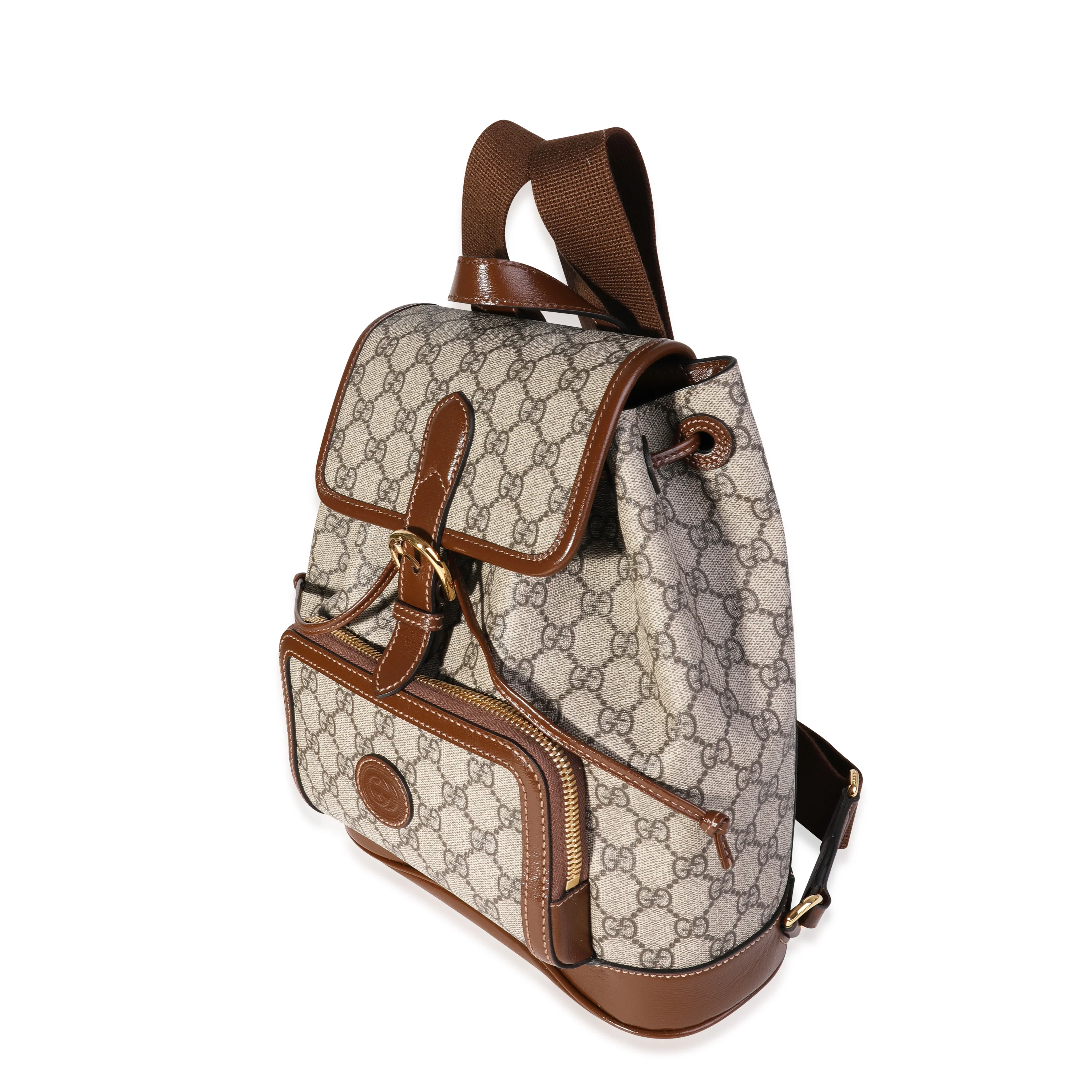 Gucci Brown GG Supreme Interlocking G Backpack - Image 2
