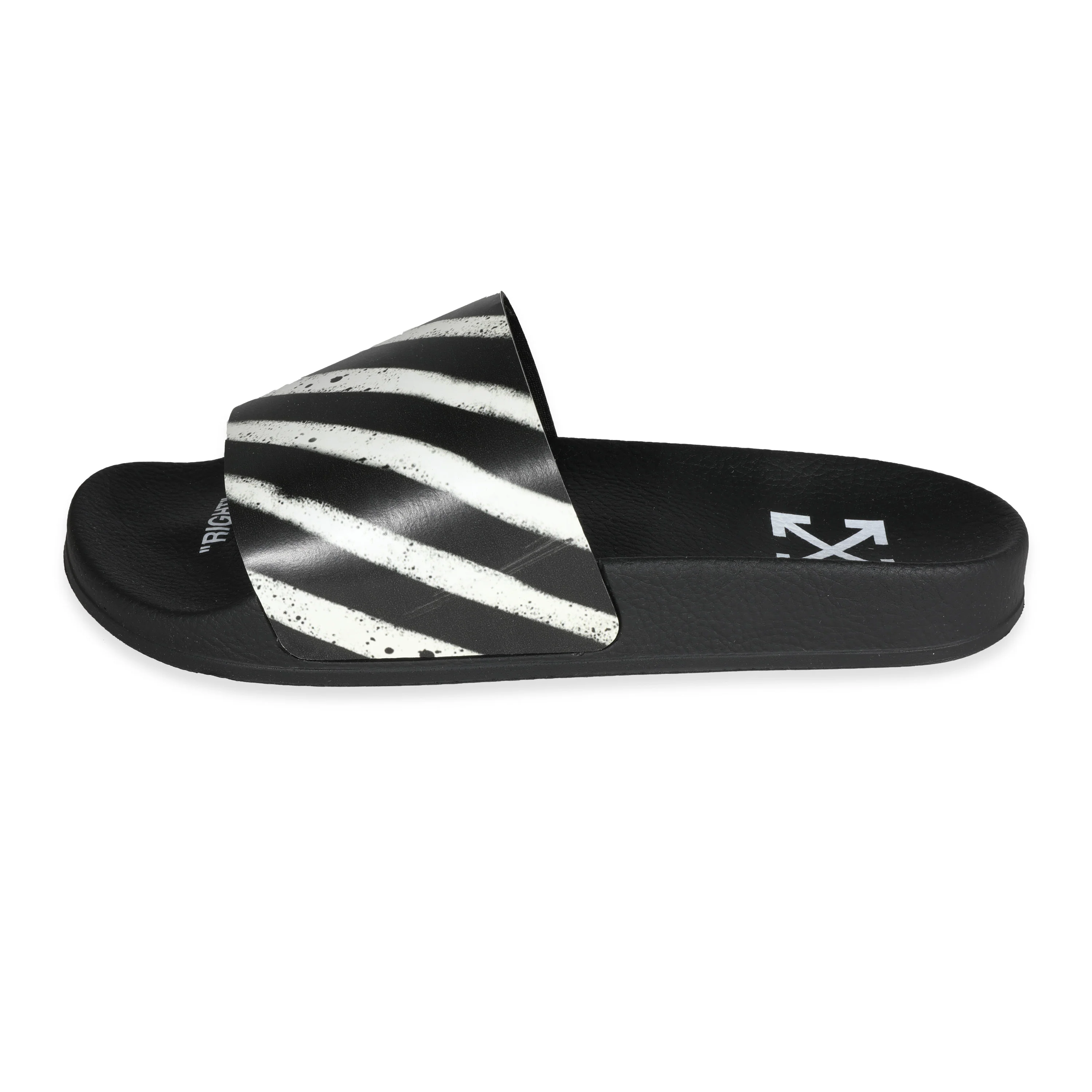Off-White - Off-White Industrial Sliders Diagonal Stripe - Black White (38 EU