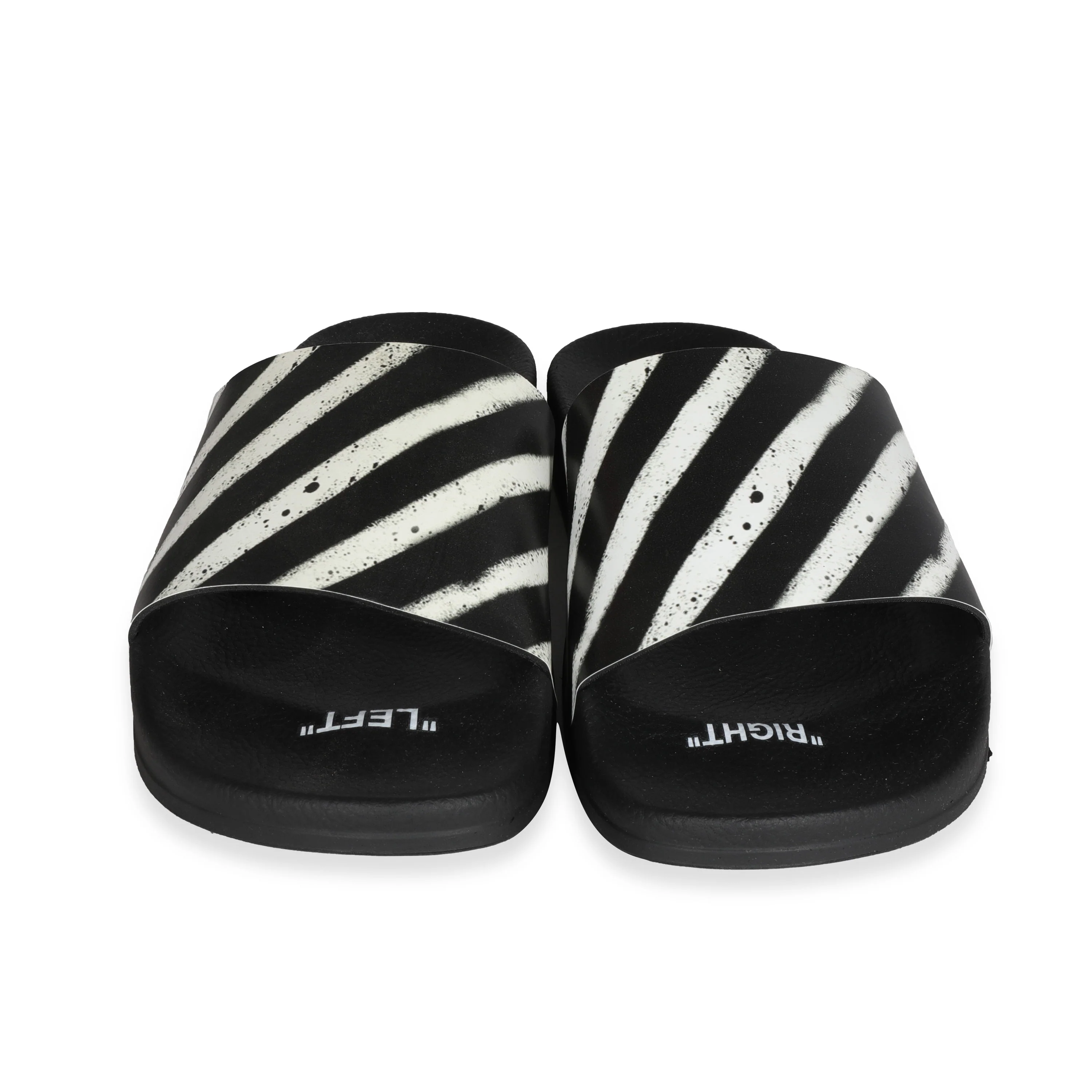 Off-White - Off-White Industrial Sliders Diagonal Stripe - Black White (38 EU - Image 3