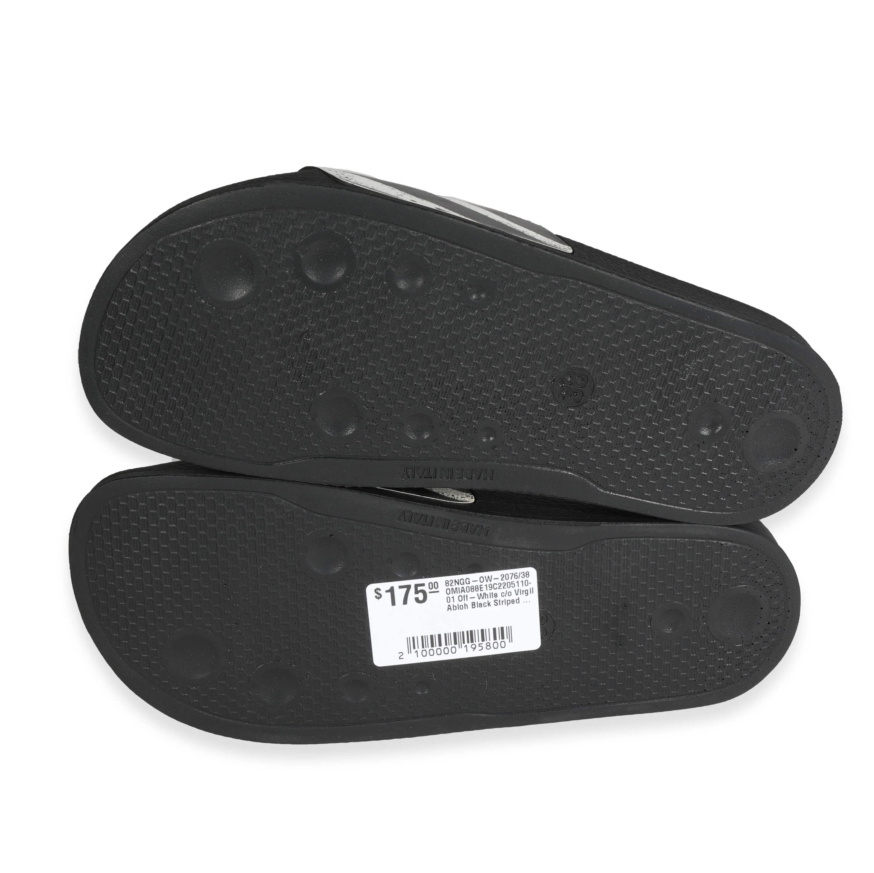 Off-White - Off-White Industrial Sliders Diagonal Stripe - Black White (38 EU - Image 5