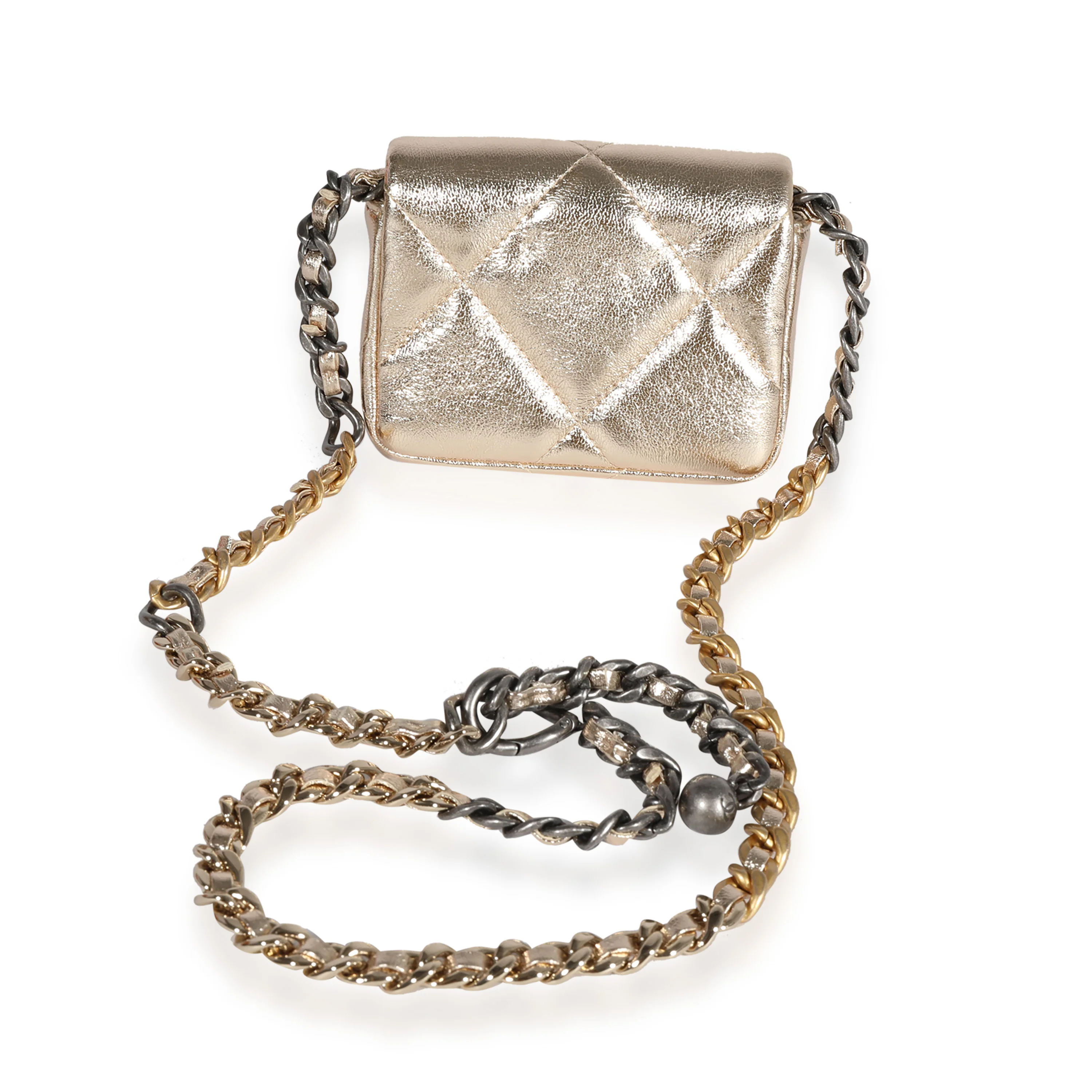 Metallic Gold Lambskin Chanel 19 Belt Bag - Image 3