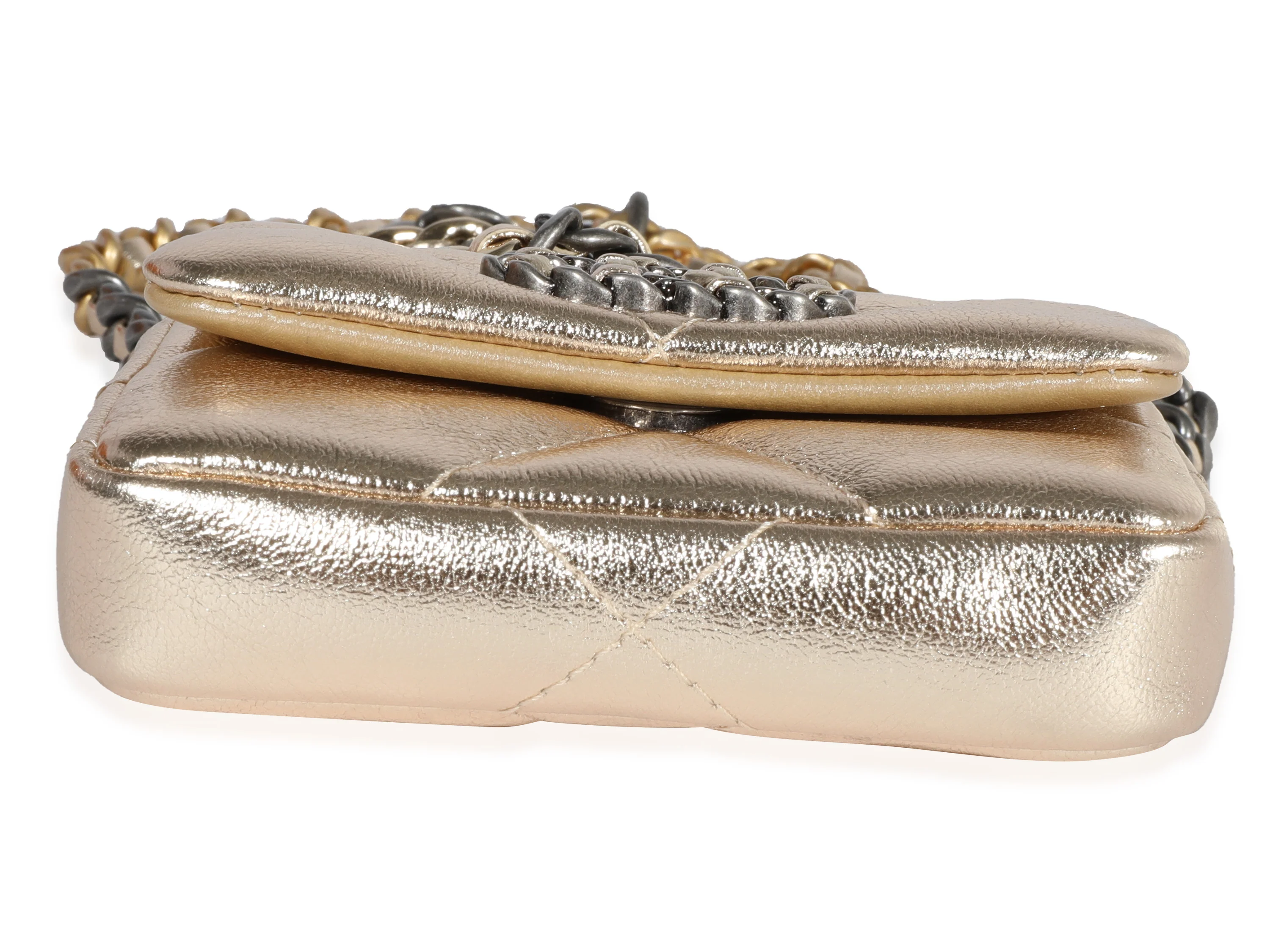 Metallic Gold Lambskin Chanel 19 Belt Bag - Image 5