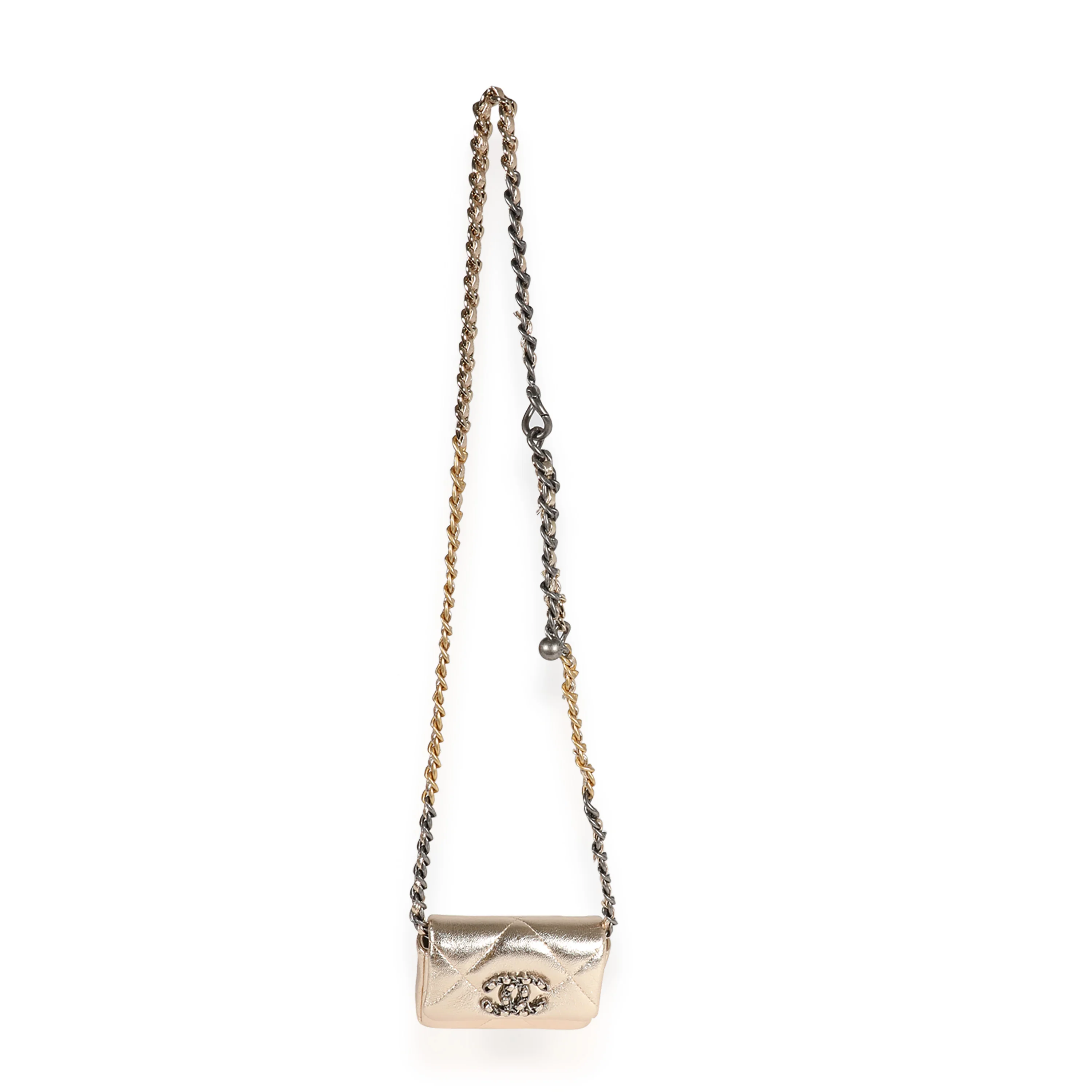 Metallic Gold Lambskin Chanel 19 Belt Bag - Image 8