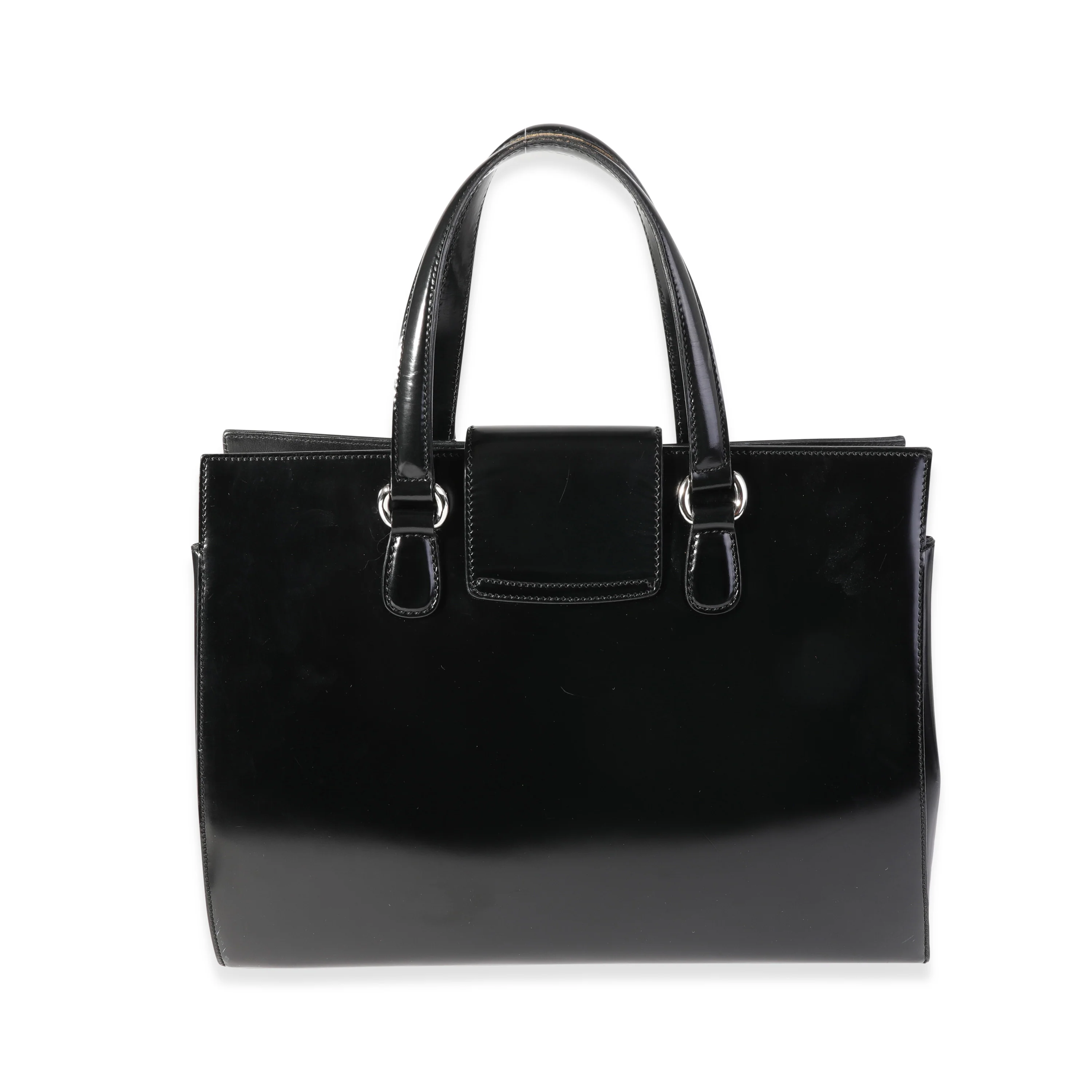 Gucci Black Smooth Leather Lady Lock Tote - Image 3